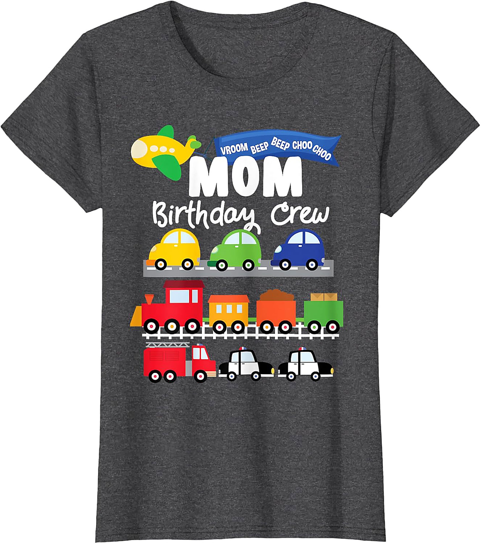 Mom Birthday Crew Graphic Tee – Transportation Vehicles Theme Party Shirt