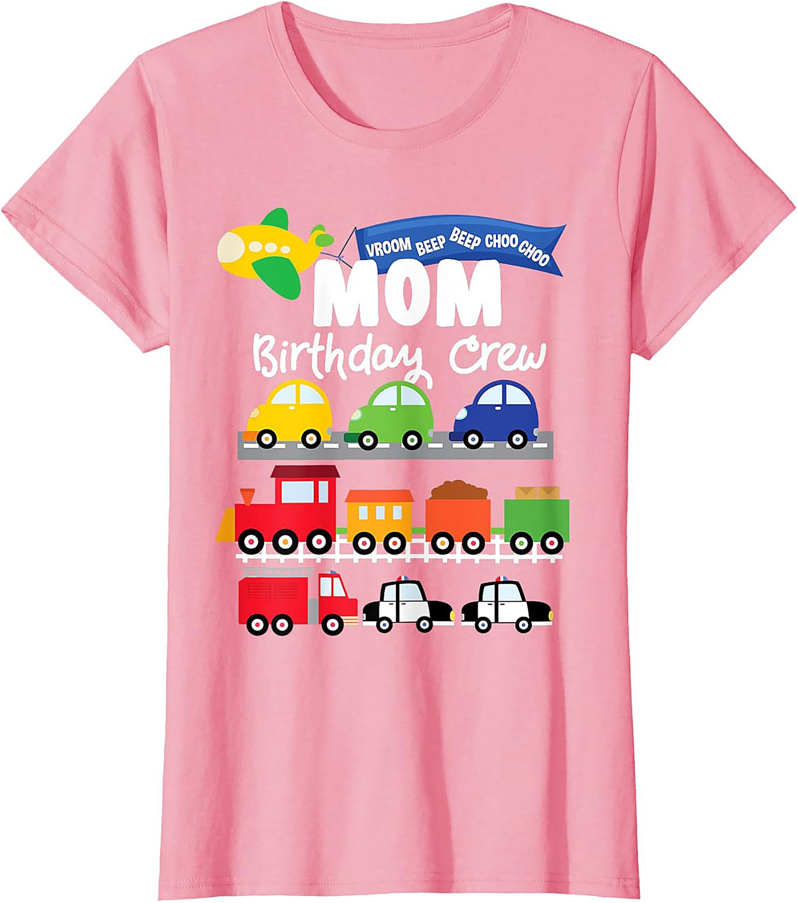 Mom Birthday Crew Graphic Tee – Transportation Vehicles Theme Party Shirt