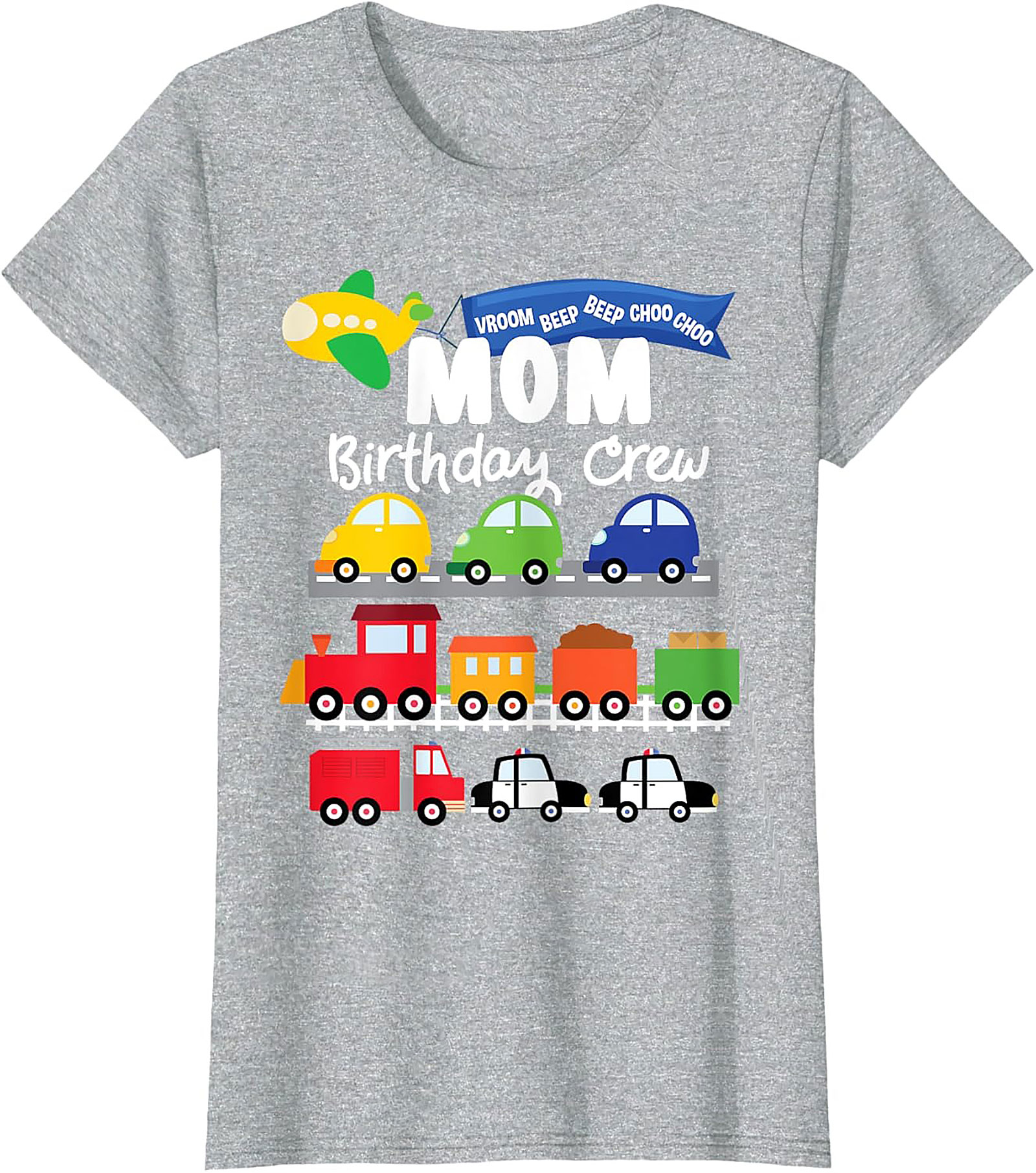 Mom Birthday Crew Graphic Tee – Transportation Vehicles Theme Party Shirt