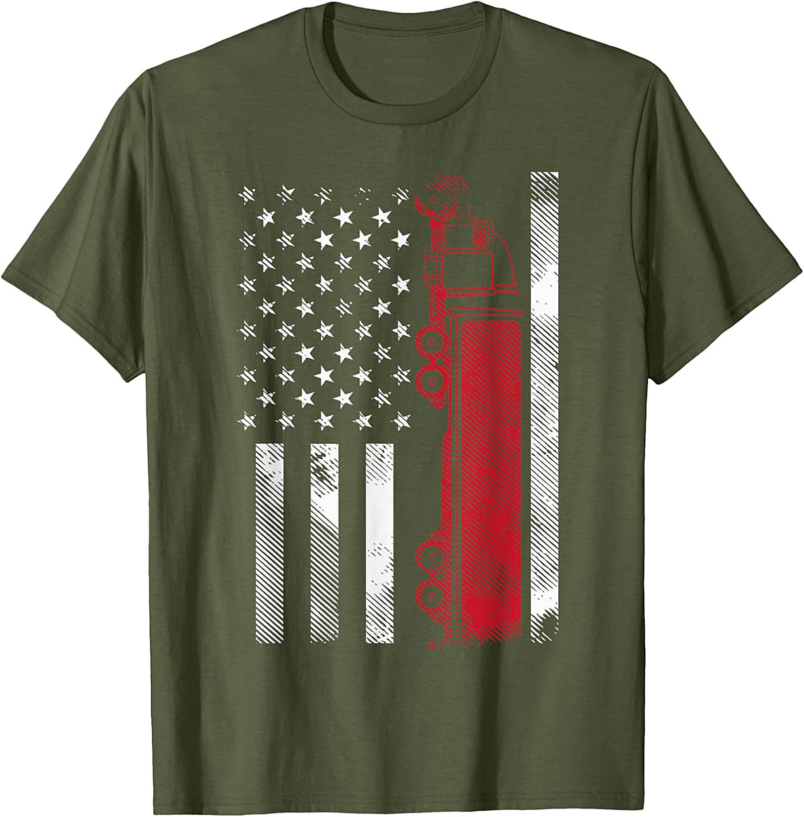 Distressed American Flag Firefighter Thin Red Line Graphic Tee