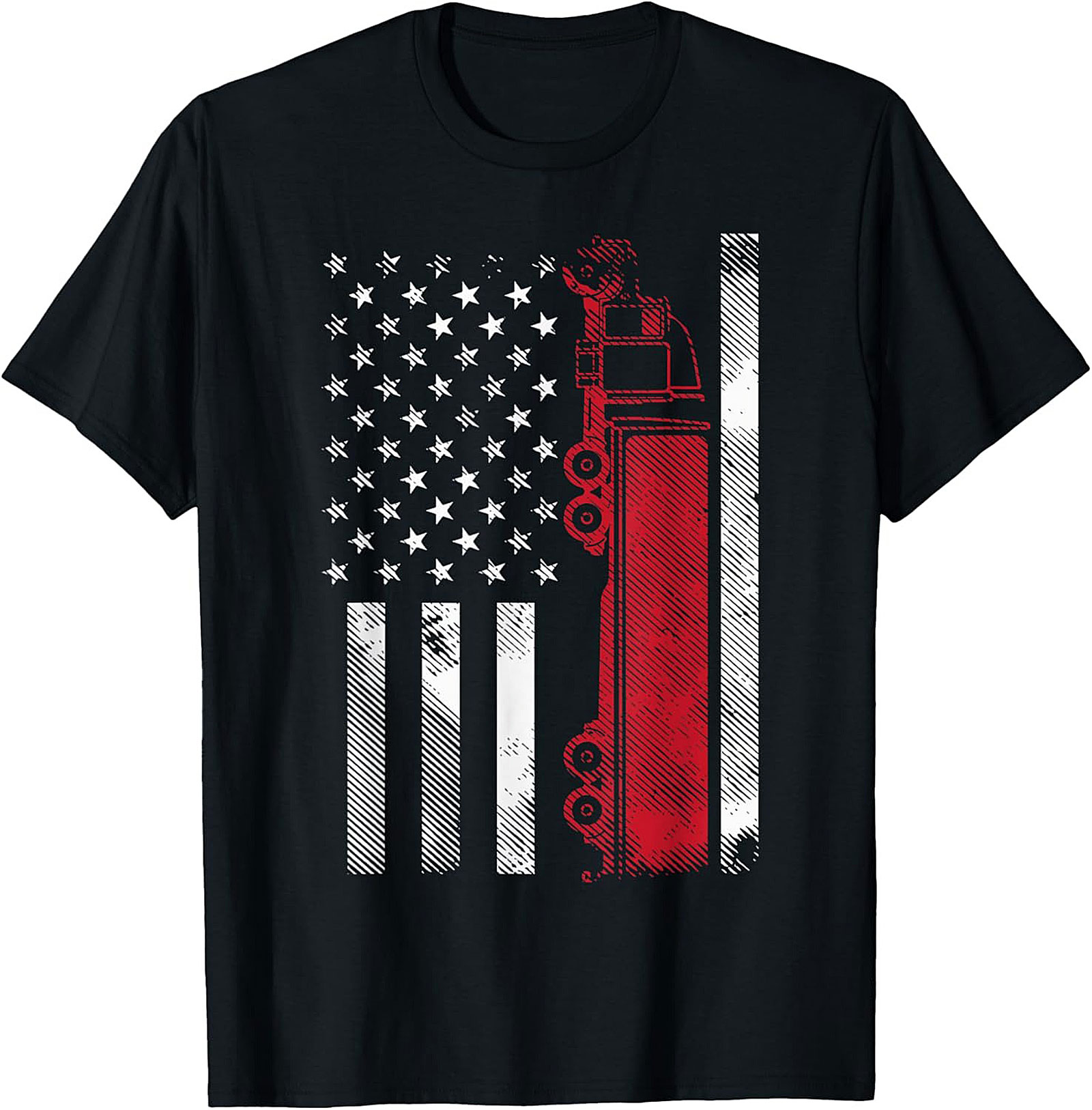 Distressed American Flag Firefighter Thin Red Line Graphic Tee