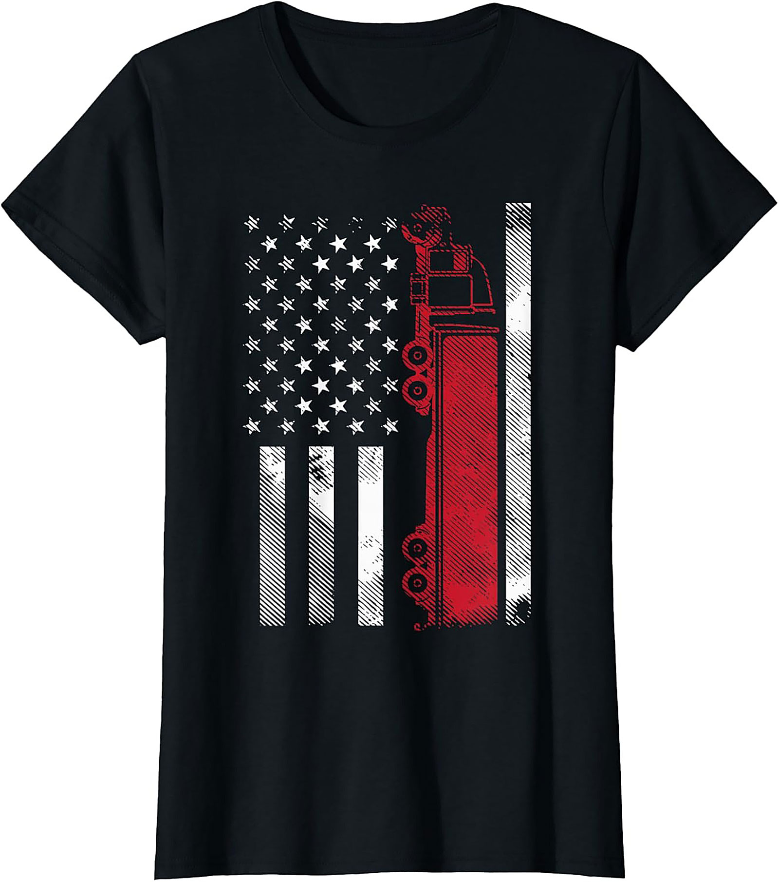 Distressed American Flag Firefighter Thin Red Line Graphic Tee