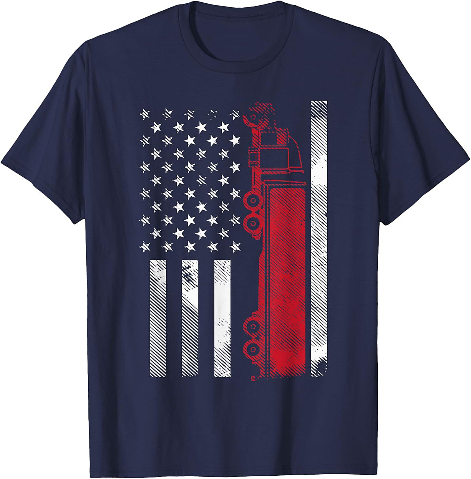 Distressed American Flag Firefighter Thin Red Line Graphic Tee