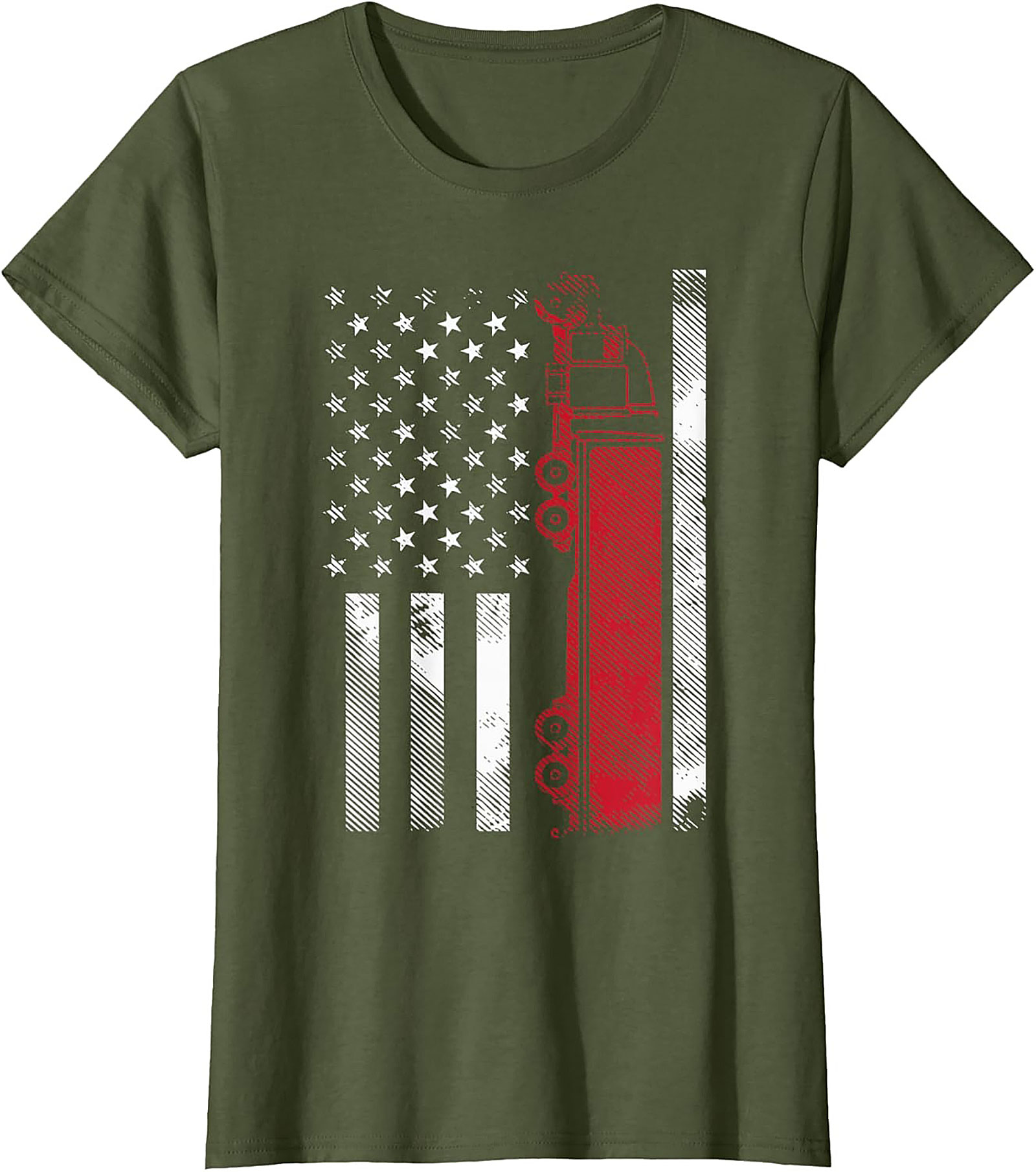 Distressed American Flag Firefighter Thin Red Line Graphic Tee