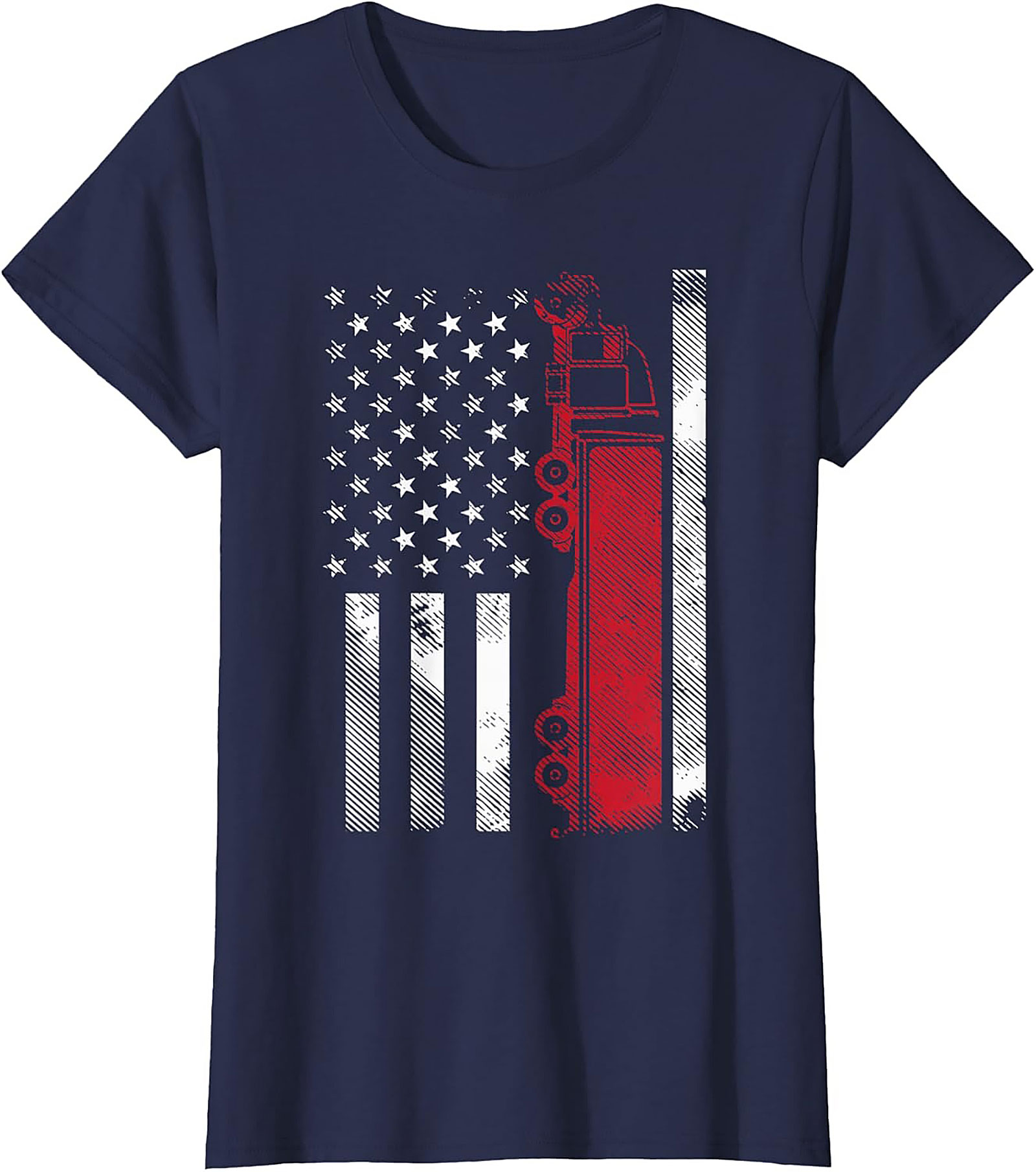 Distressed American Flag Firefighter Thin Red Line Graphic Tee