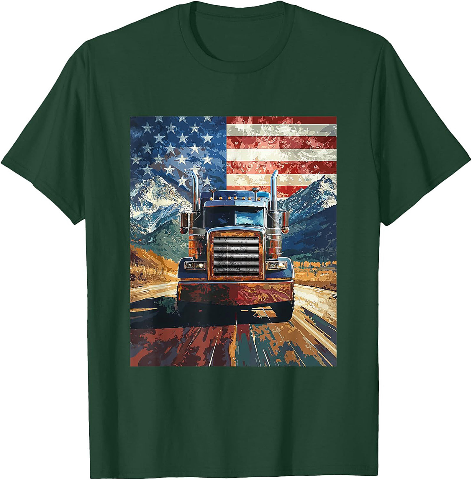 American Trucker Graphic Tee | Patriotic Road Warrior Unisex Shirt