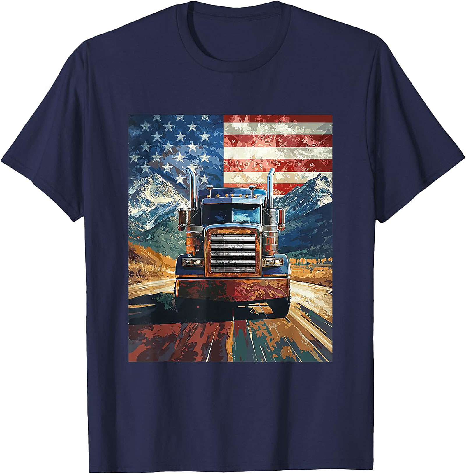 American Trucker Graphic Tee | Patriotic Road Warrior Unisex Shirt