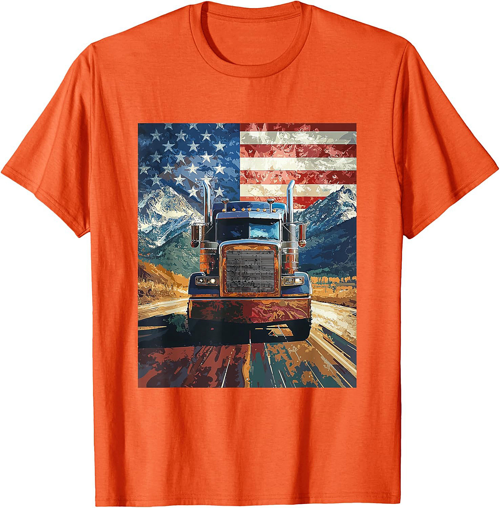 American Trucker Graphic Tee | Patriotic Road Warrior Unisex Shirt
