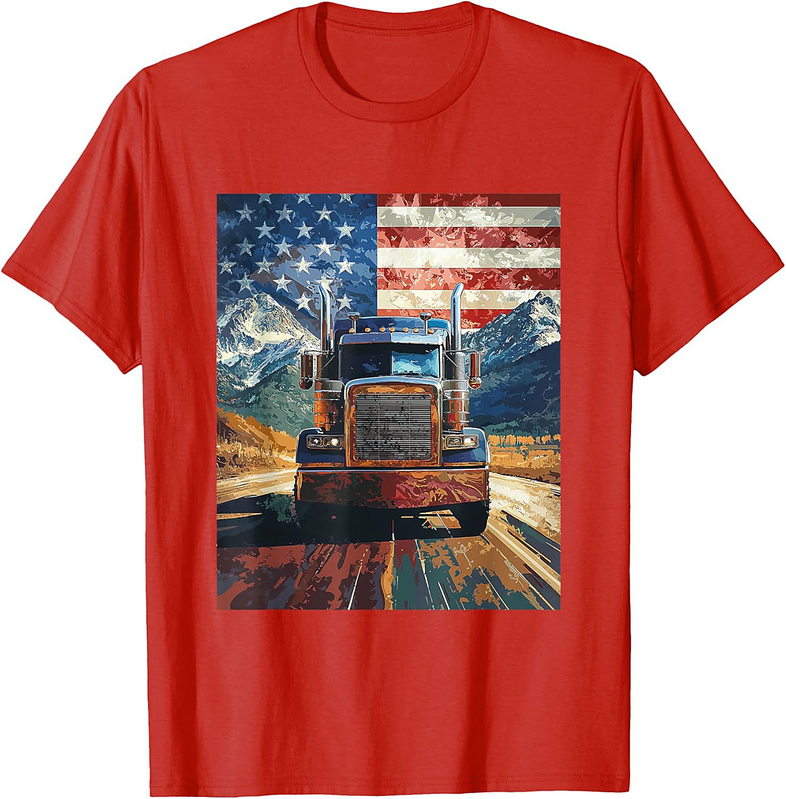 American Trucker Graphic Tee | Patriotic Road Warrior Unisex Shirt