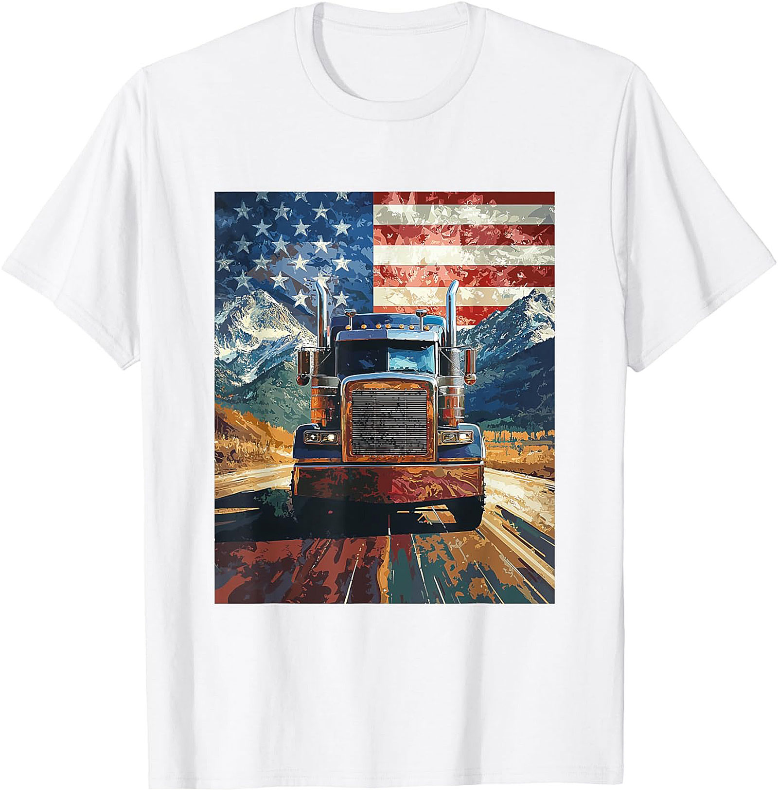 American Trucker Graphic Tee | Patriotic Road Warrior Unisex Shirt