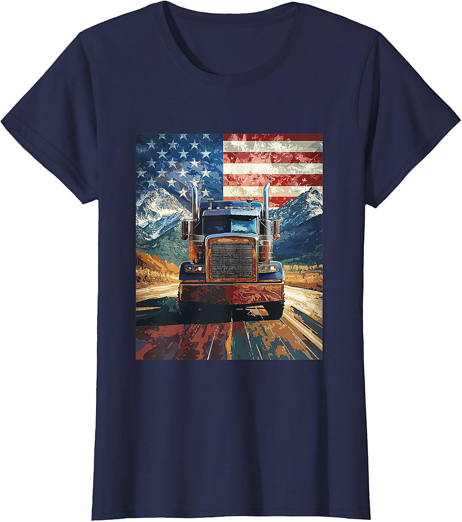 American Trucker Graphic Tee | Patriotic Road Warrior Unisex Shirt