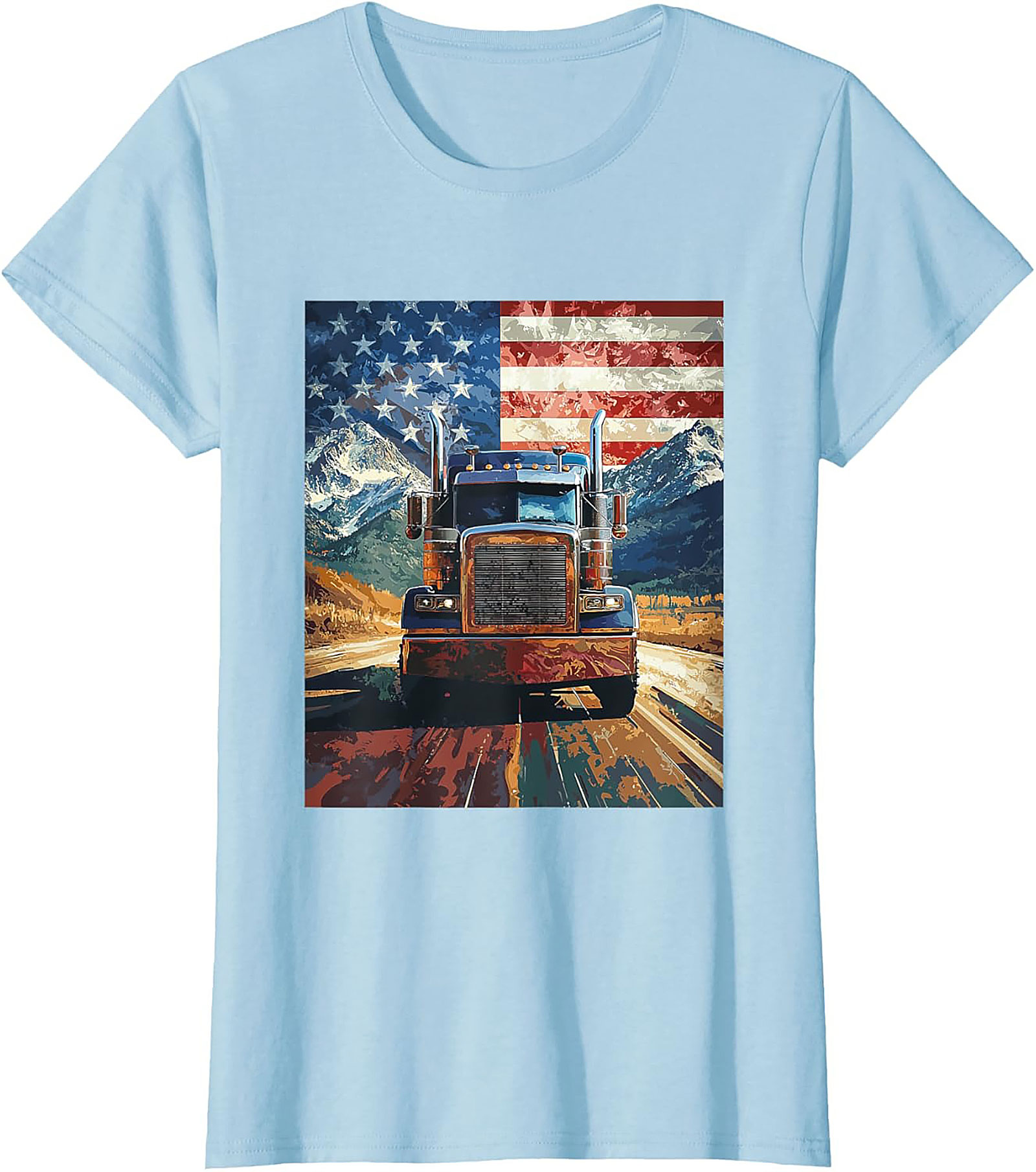 American Trucker Graphic Tee | Patriotic Road Warrior Unisex Shirt