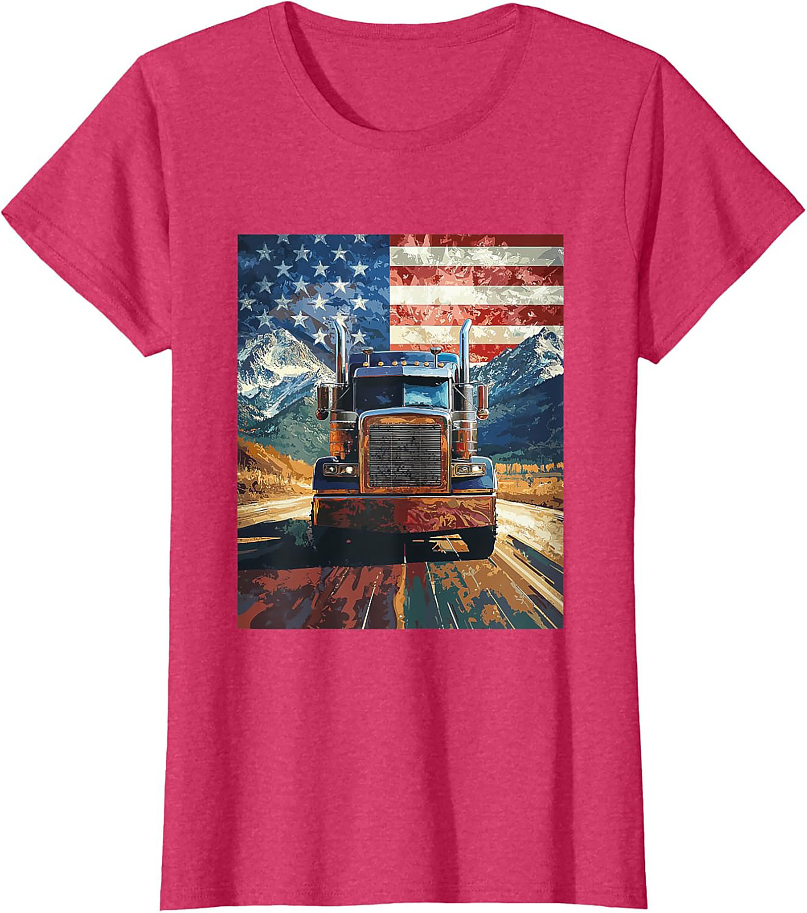 American Trucker Graphic Tee | Patriotic Road Warrior Unisex Shirt