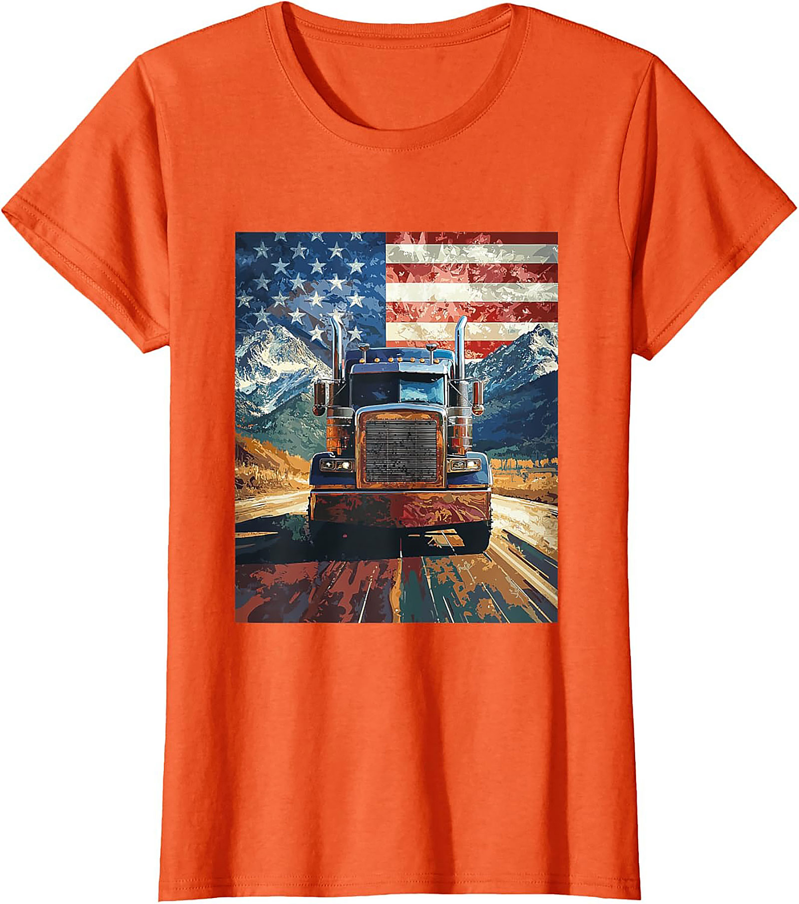 American Trucker Graphic Tee | Patriotic Road Warrior Unisex Shirt