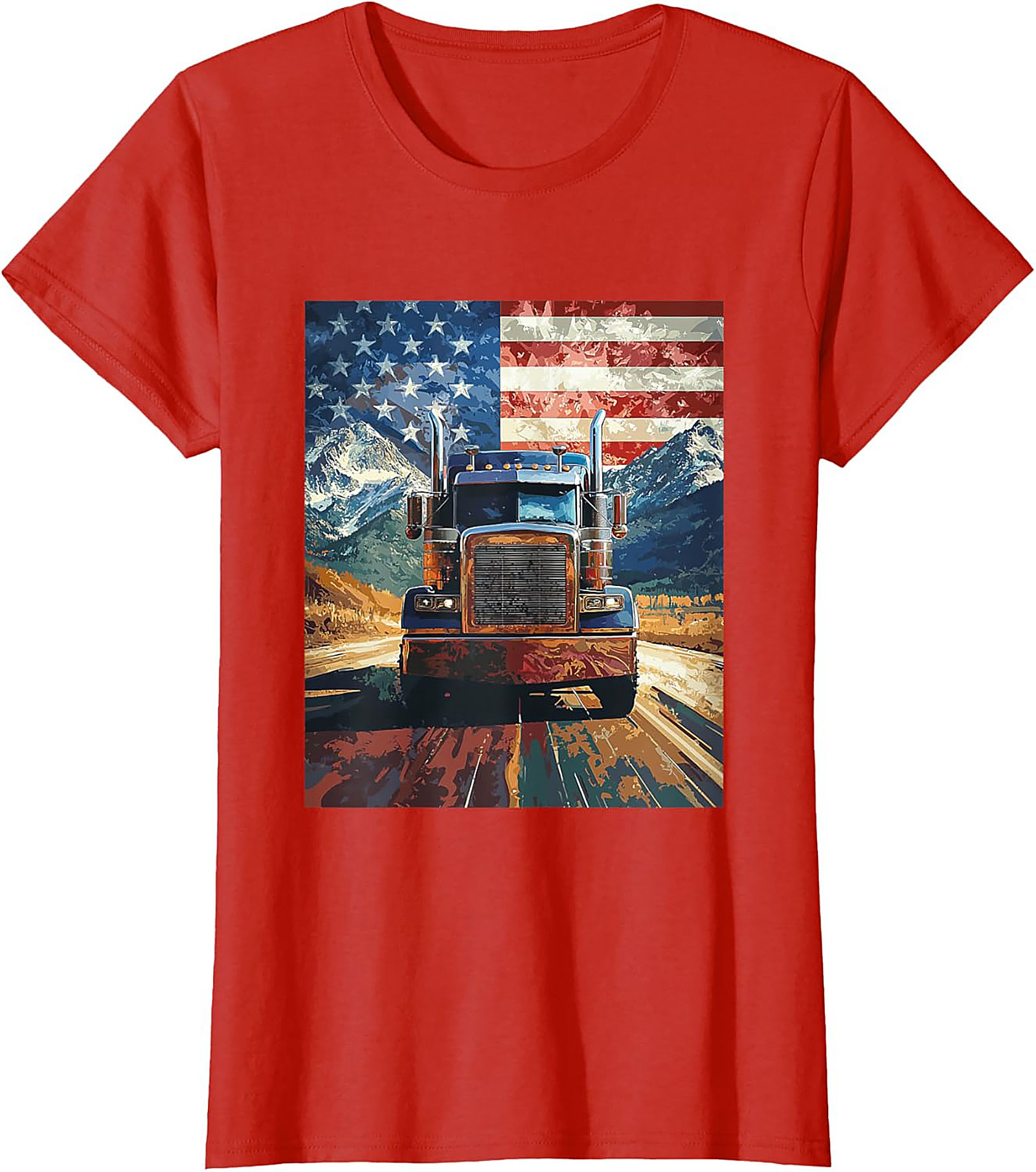 American Trucker Graphic Tee | Patriotic Road Warrior Unisex Shirt