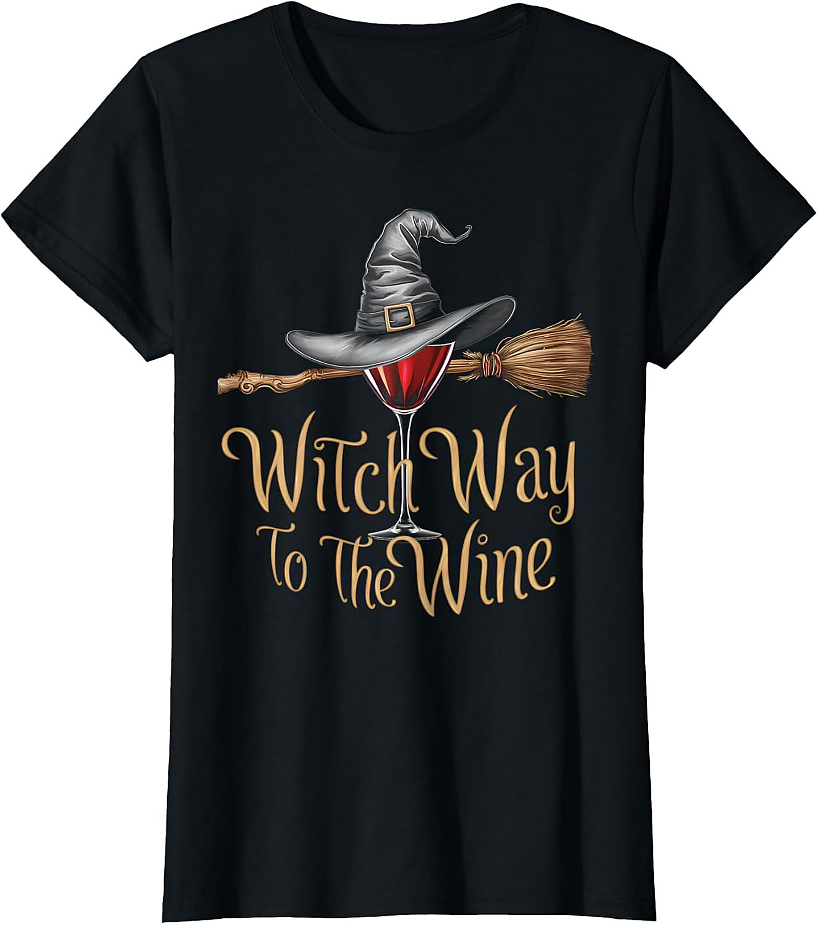 Funny Witch Wine T-shirt | Halloween Graphic Tee Gift