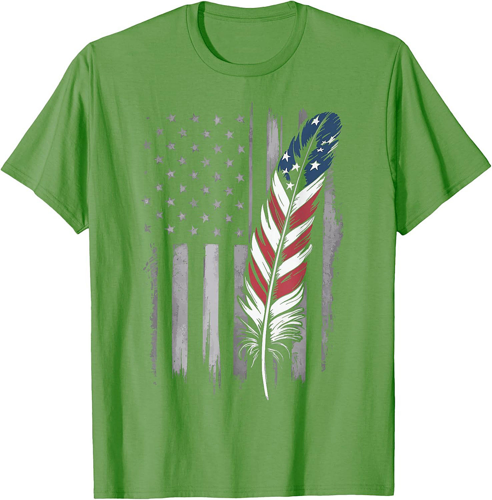 American Flag Feather T-Shirt Distressed Patriotic Tee
