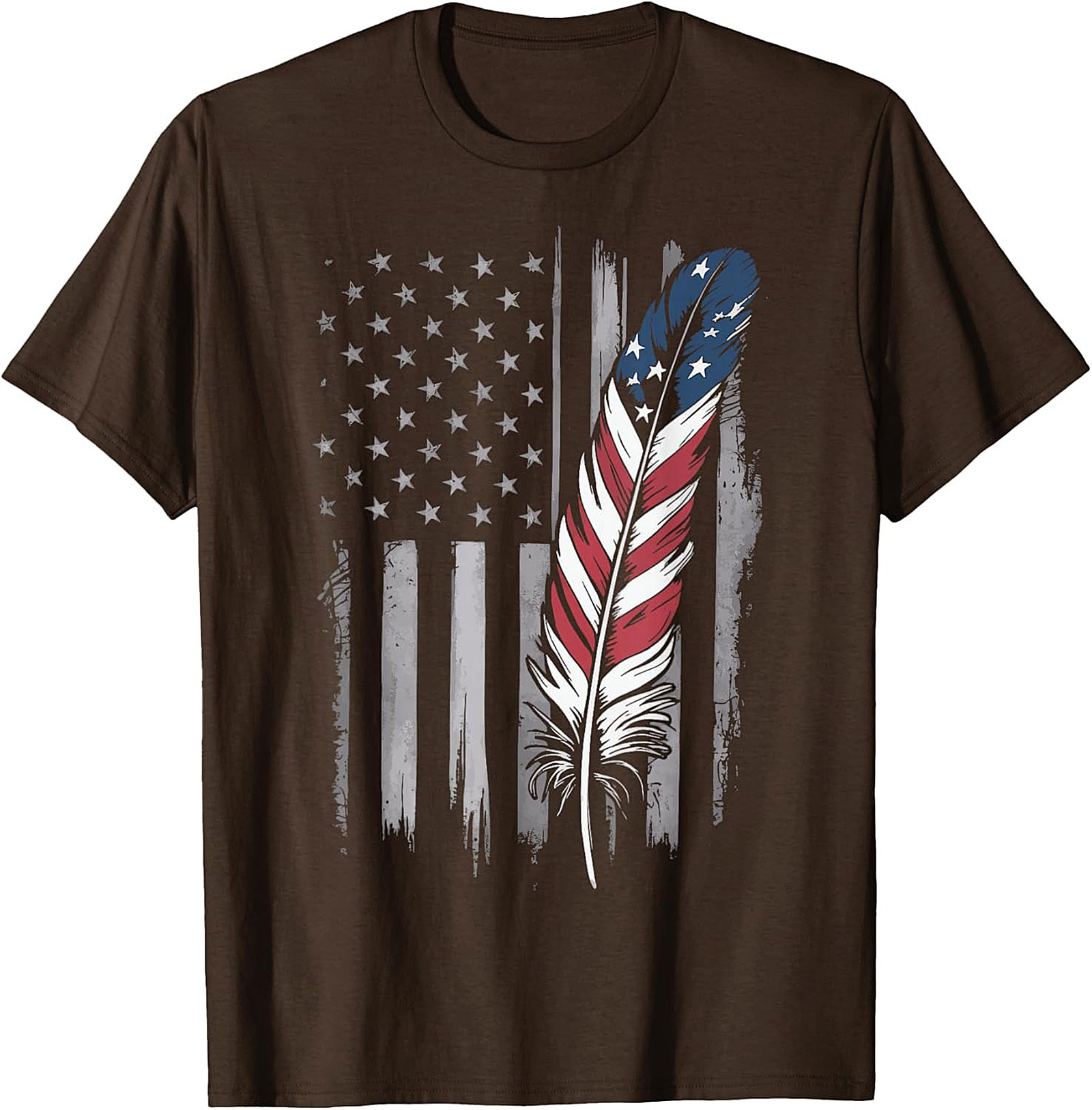 American Flag Feather T-Shirt Distressed Patriotic Tee