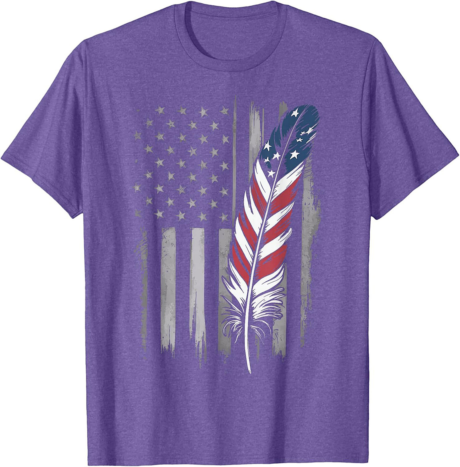 American Flag Feather T-Shirt Distressed Patriotic Tee