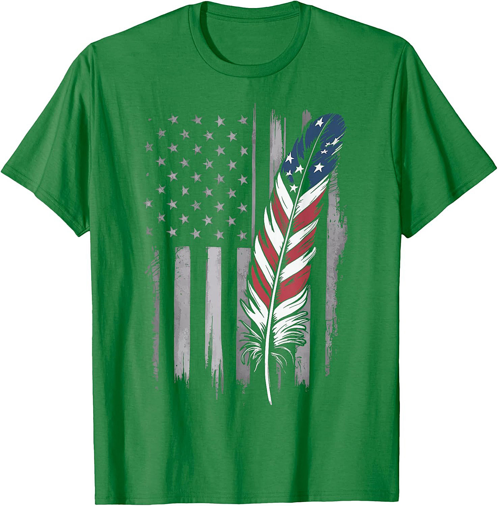 American Flag Feather T-Shirt Distressed Patriotic Tee