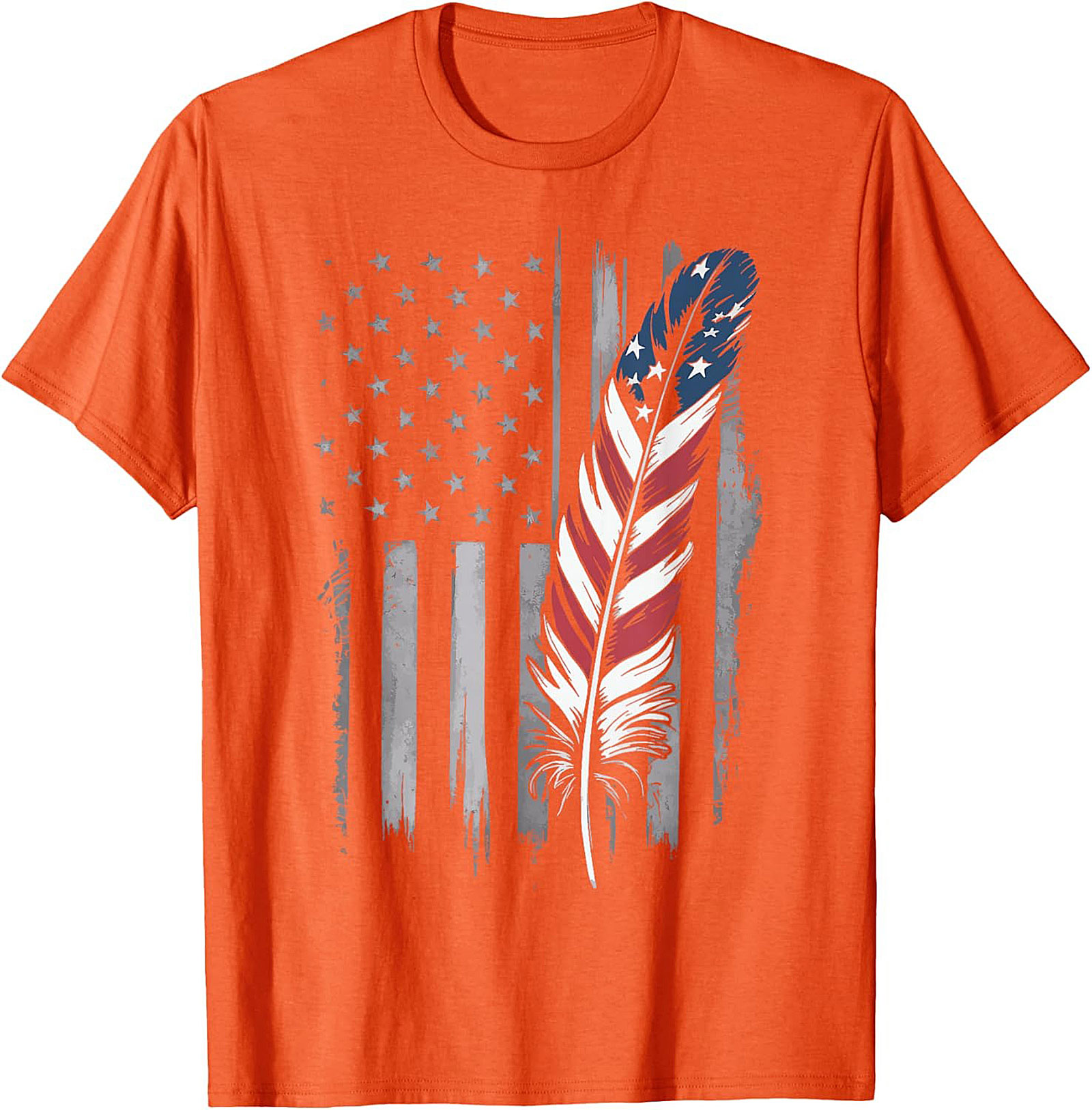American Flag Feather T-Shirt Distressed Patriotic Tee