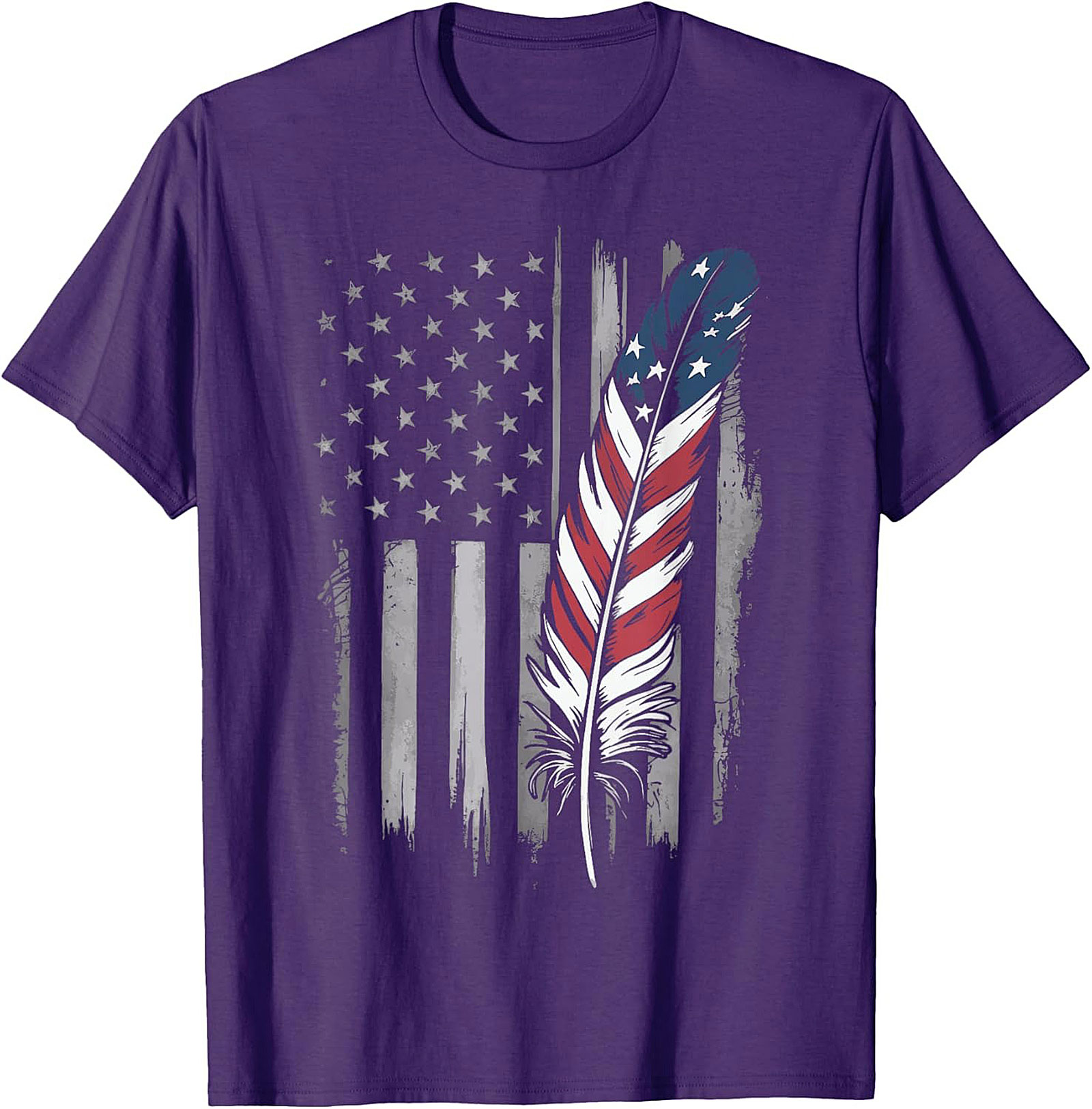 American Flag Feather T-Shirt Distressed Patriotic Tee