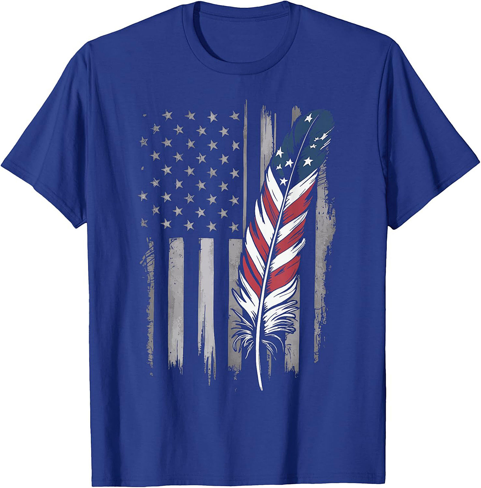 American Flag Feather T-Shirt Distressed Patriotic Tee