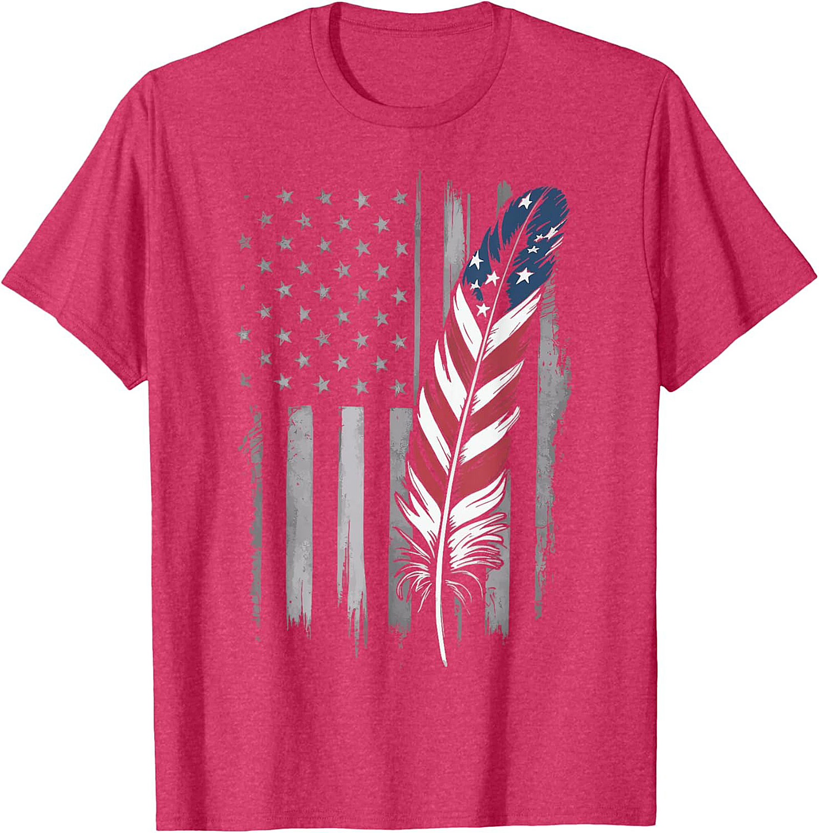 American Flag Feather T-Shirt Distressed Patriotic Tee