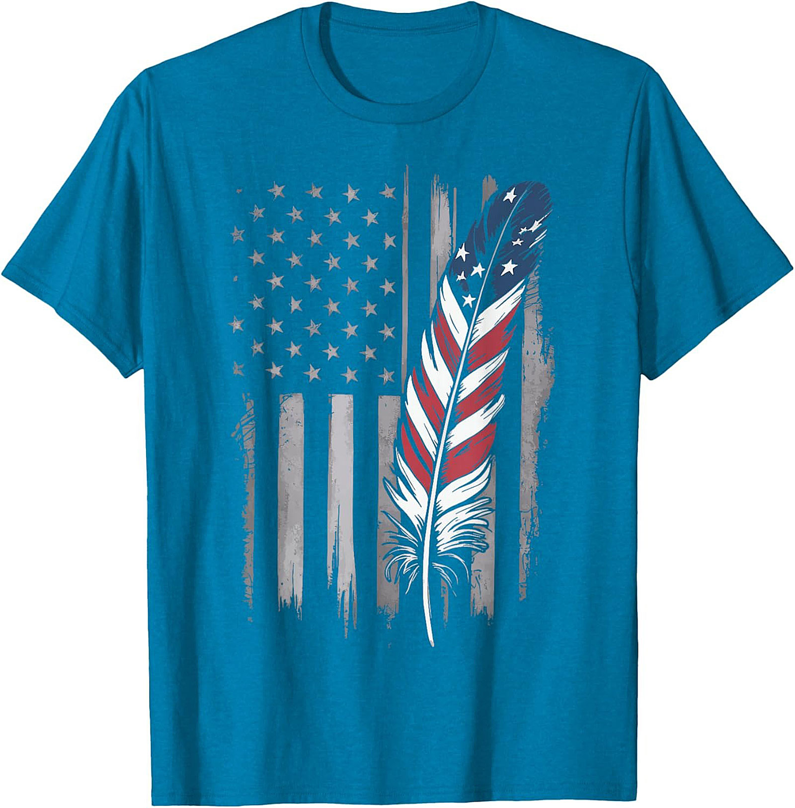 American Flag Feather T-Shirt Distressed Patriotic Tee