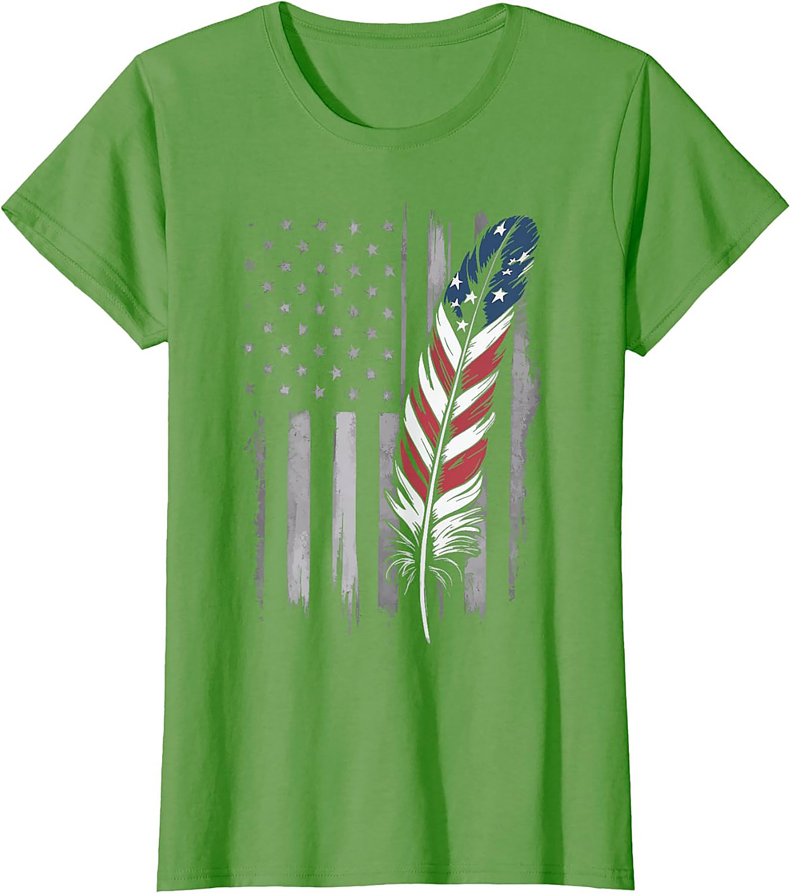 American Flag Feather T-Shirt Distressed Patriotic Tee
