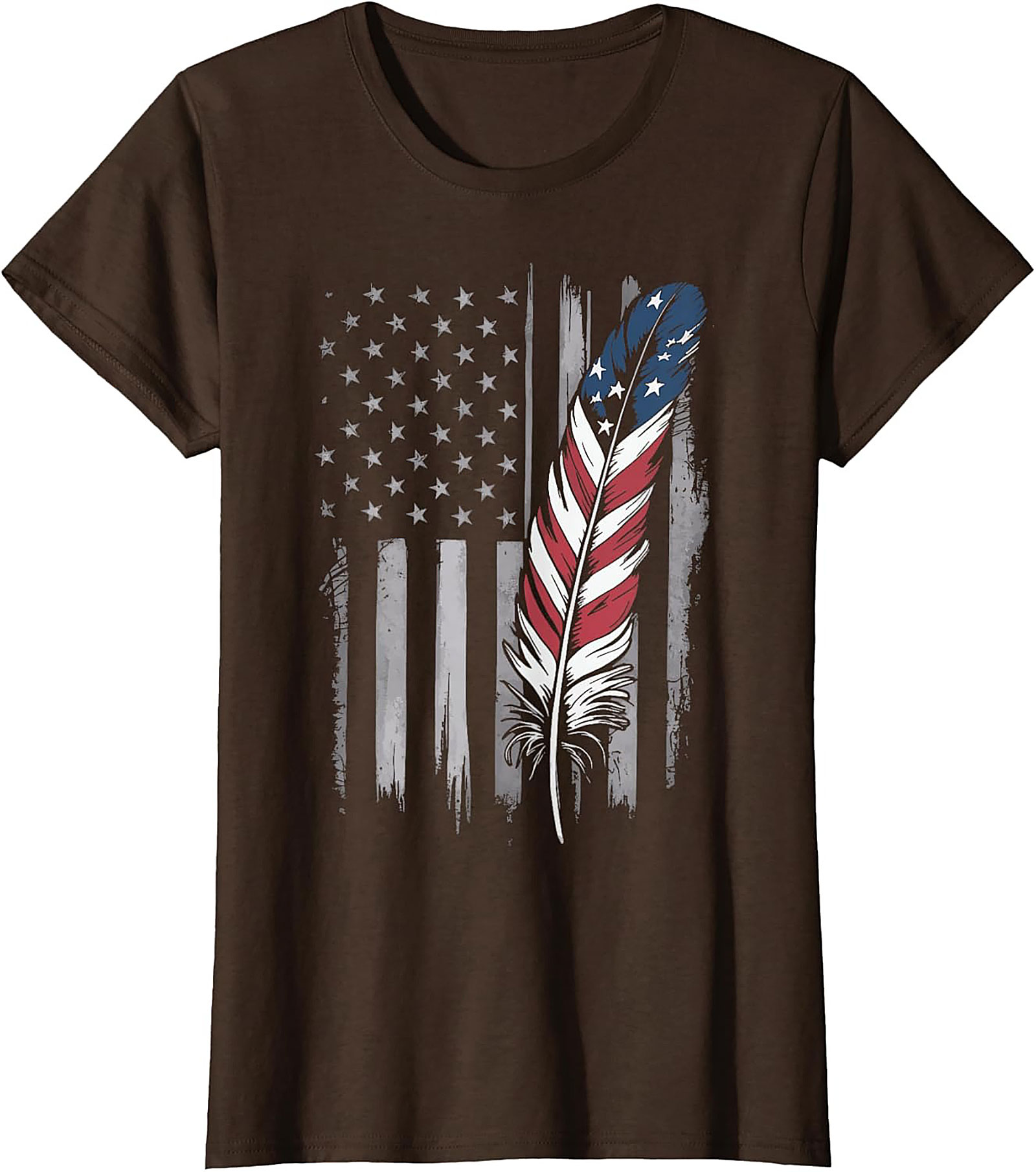 American Flag Feather T-Shirt Distressed Patriotic Tee