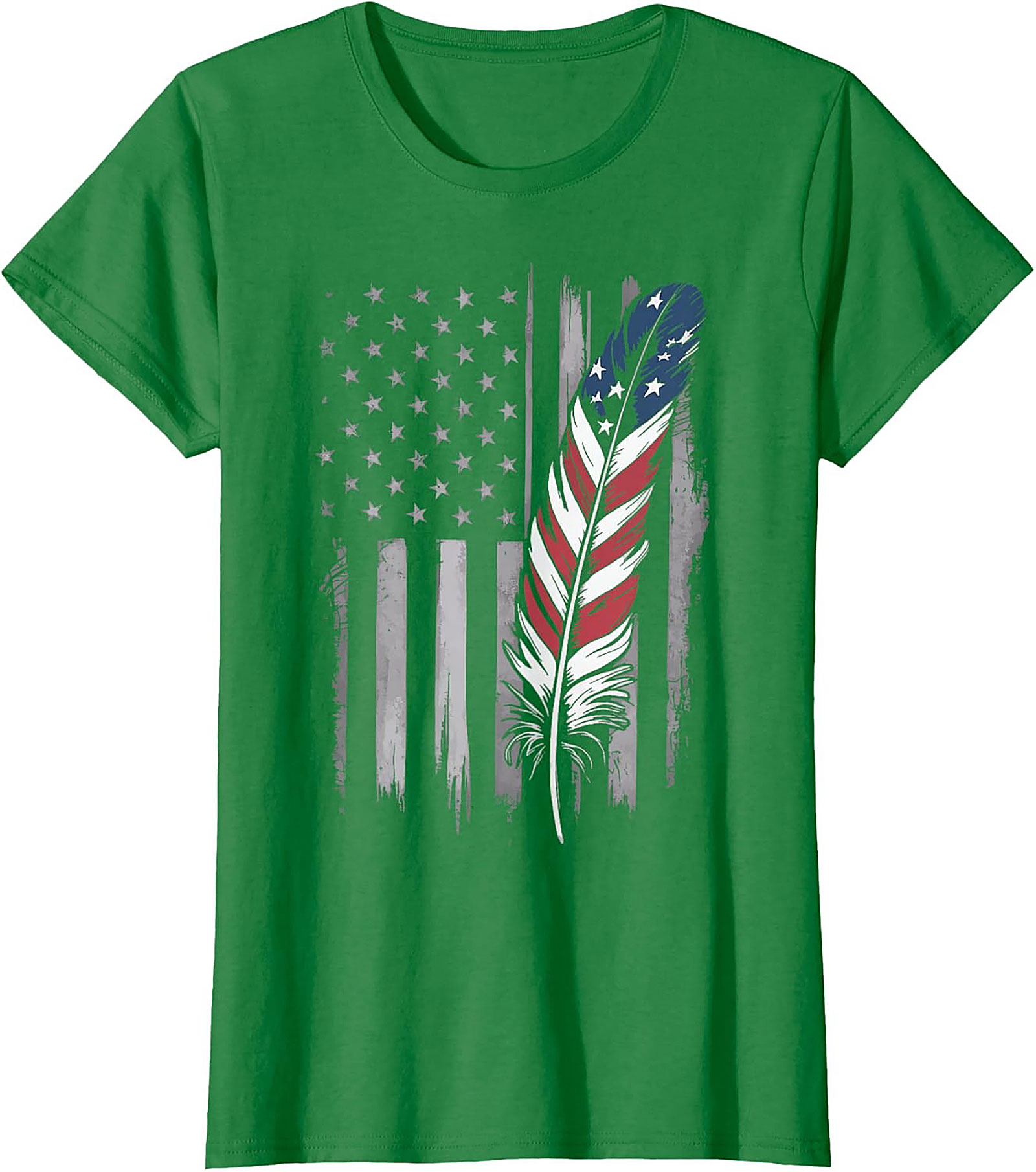 American Flag Feather T-Shirt Distressed Patriotic Tee