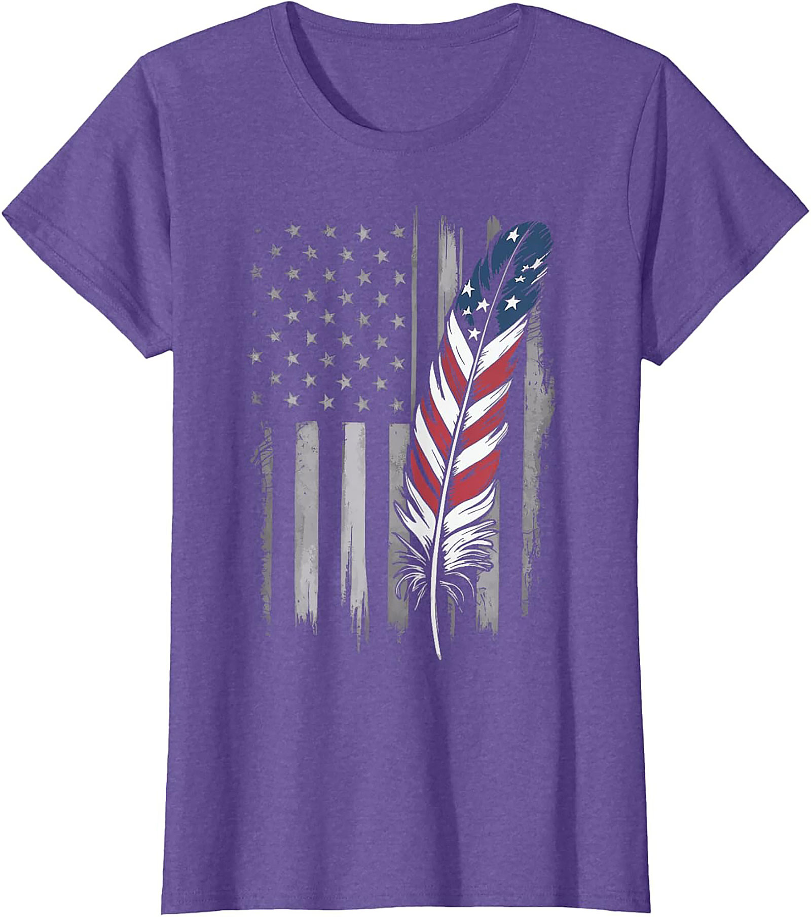 American Flag Feather T-Shirt Distressed Patriotic Tee