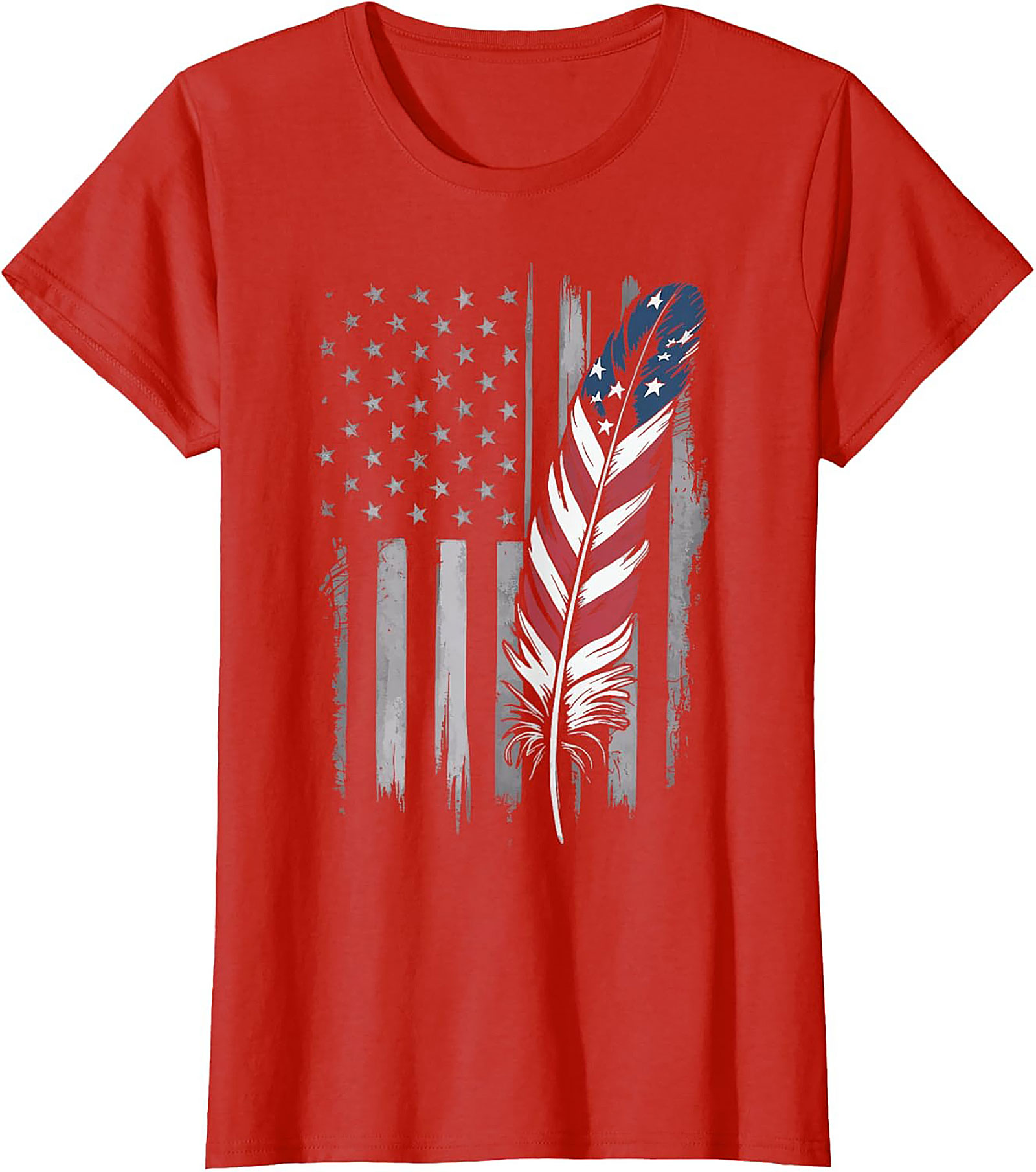 American Flag Feather T-Shirt Distressed Patriotic Tee