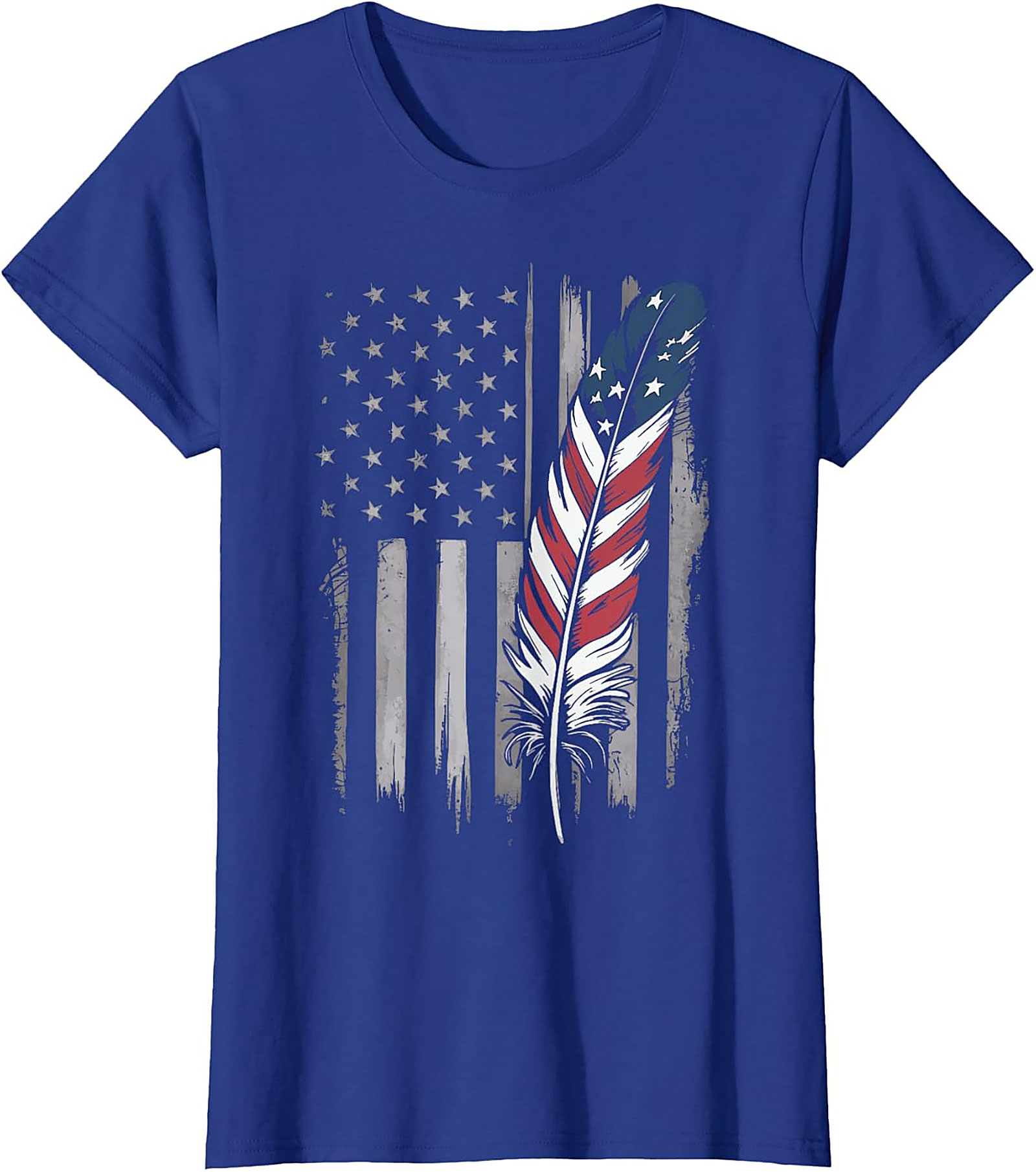 American Flag Feather T-Shirt Distressed Patriotic Tee