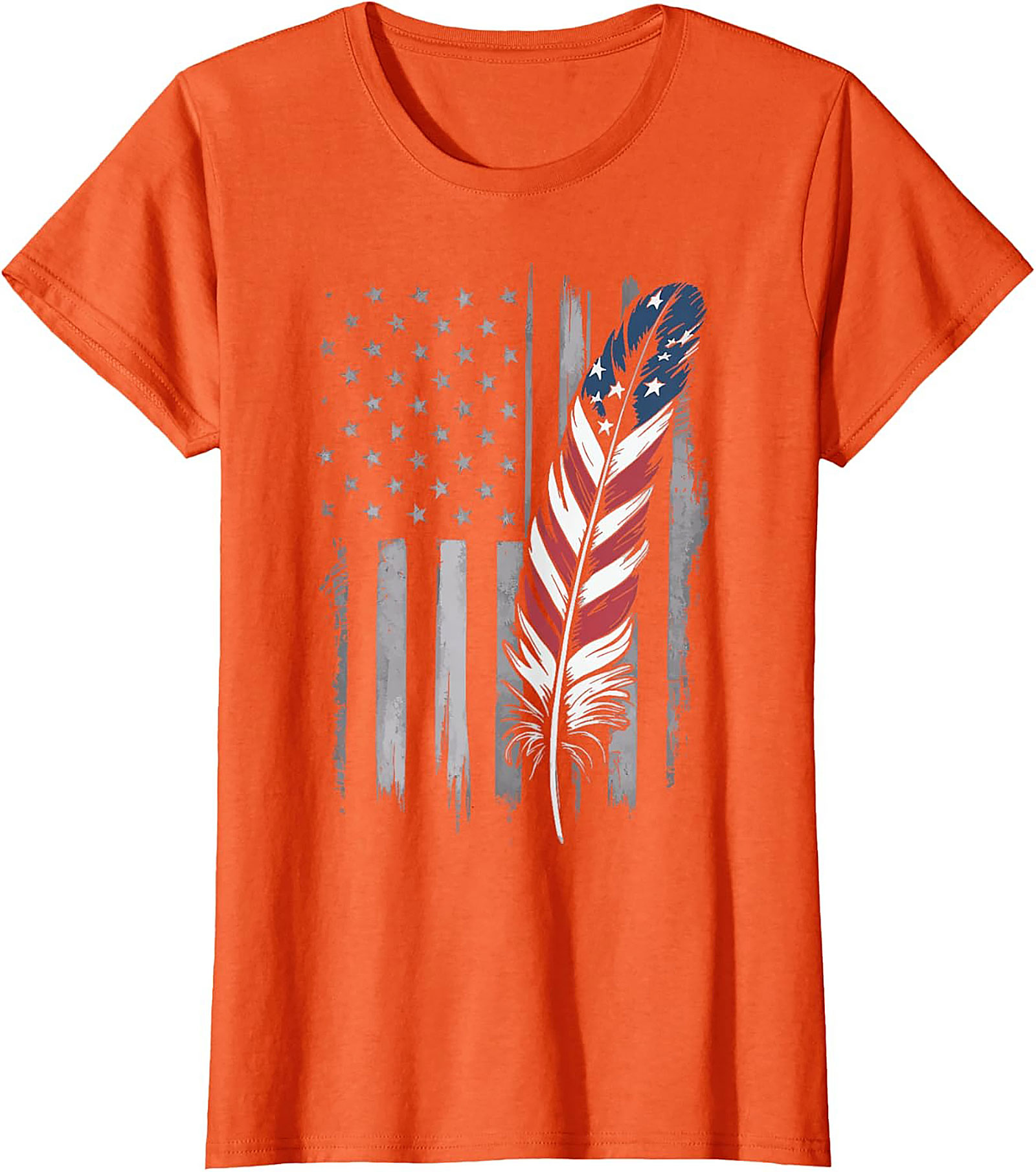 American Flag Feather T-Shirt Distressed Patriotic Tee