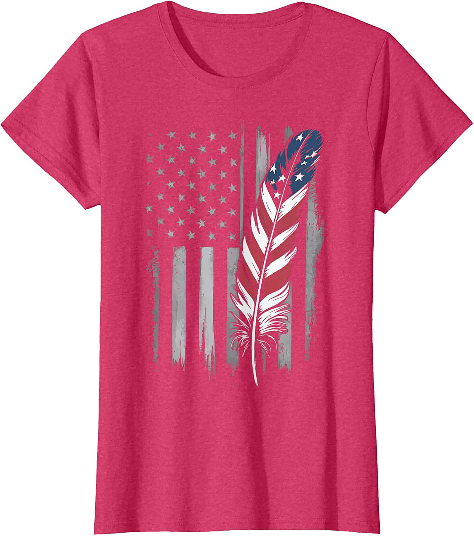 American Flag Feather T-Shirt Distressed Patriotic Tee