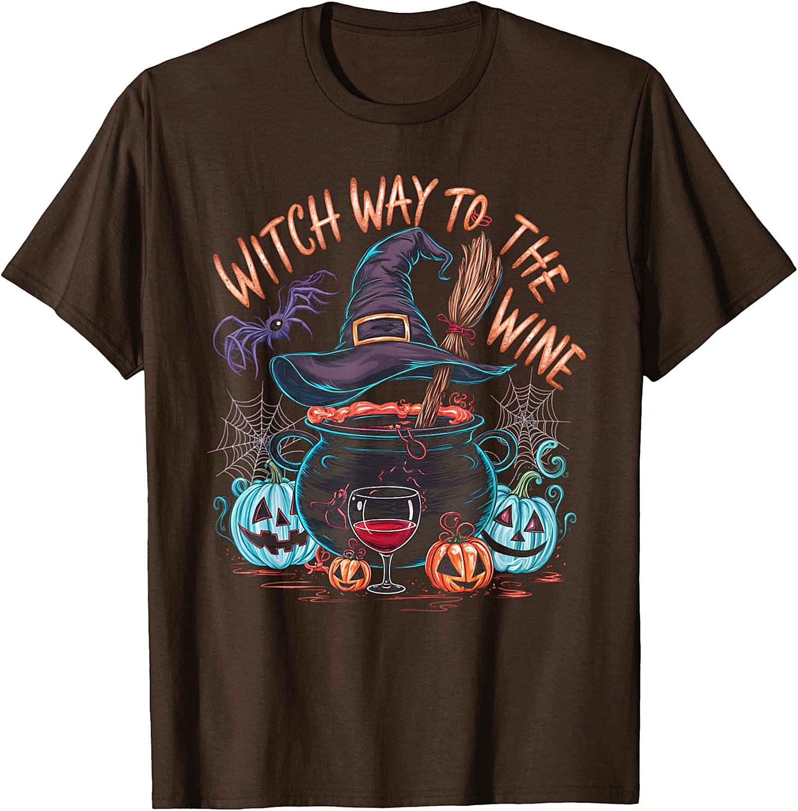 Witch Way To The Wine Funny Halloween Graphic Tee