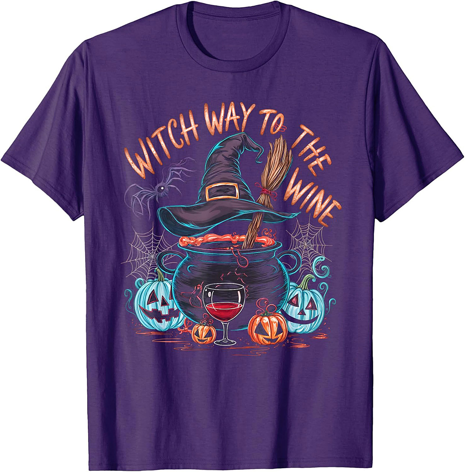 Witch Way To The Wine Funny Halloween Graphic Tee
