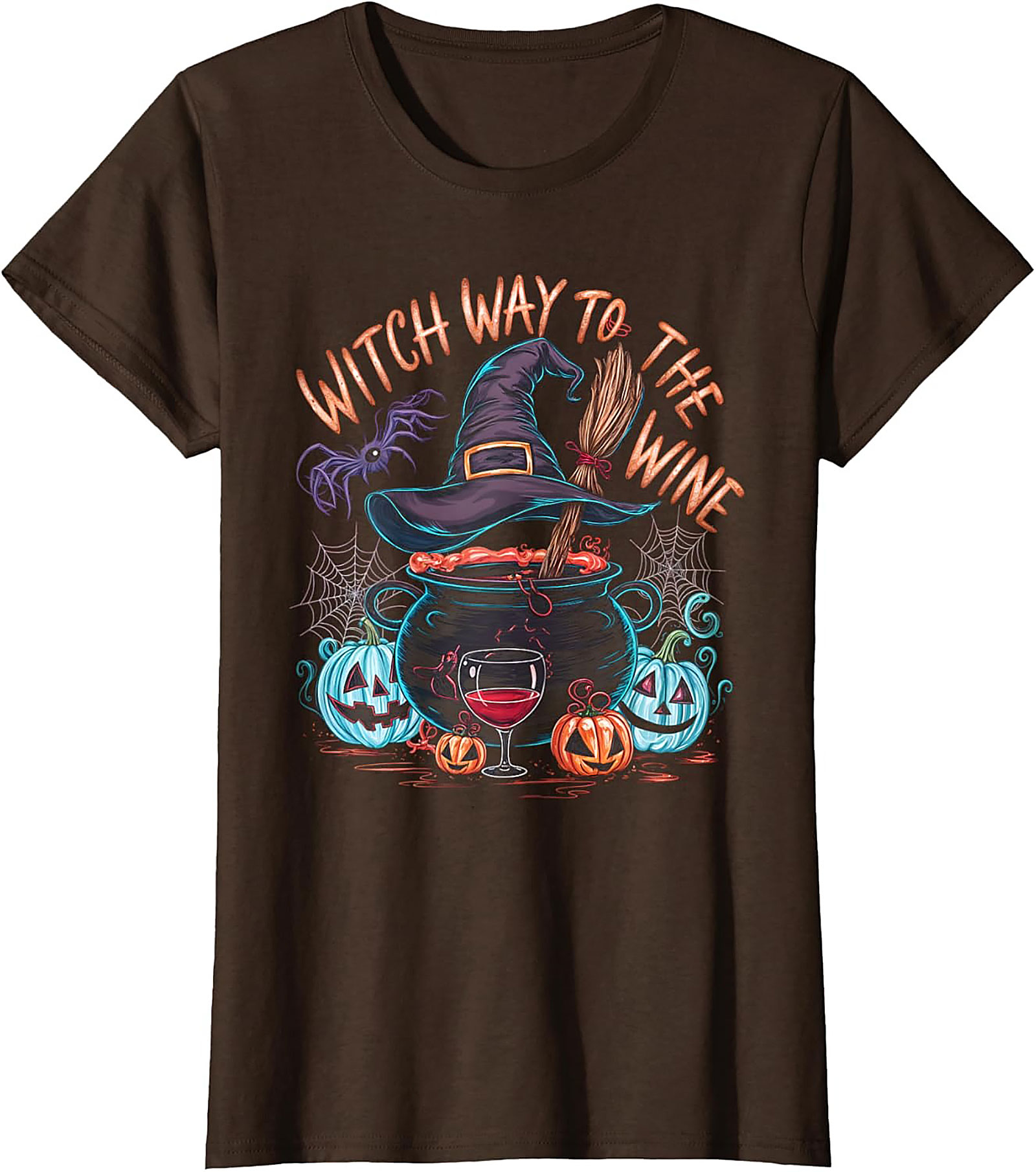 Witch Way To The Wine Funny Halloween Graphic Tee