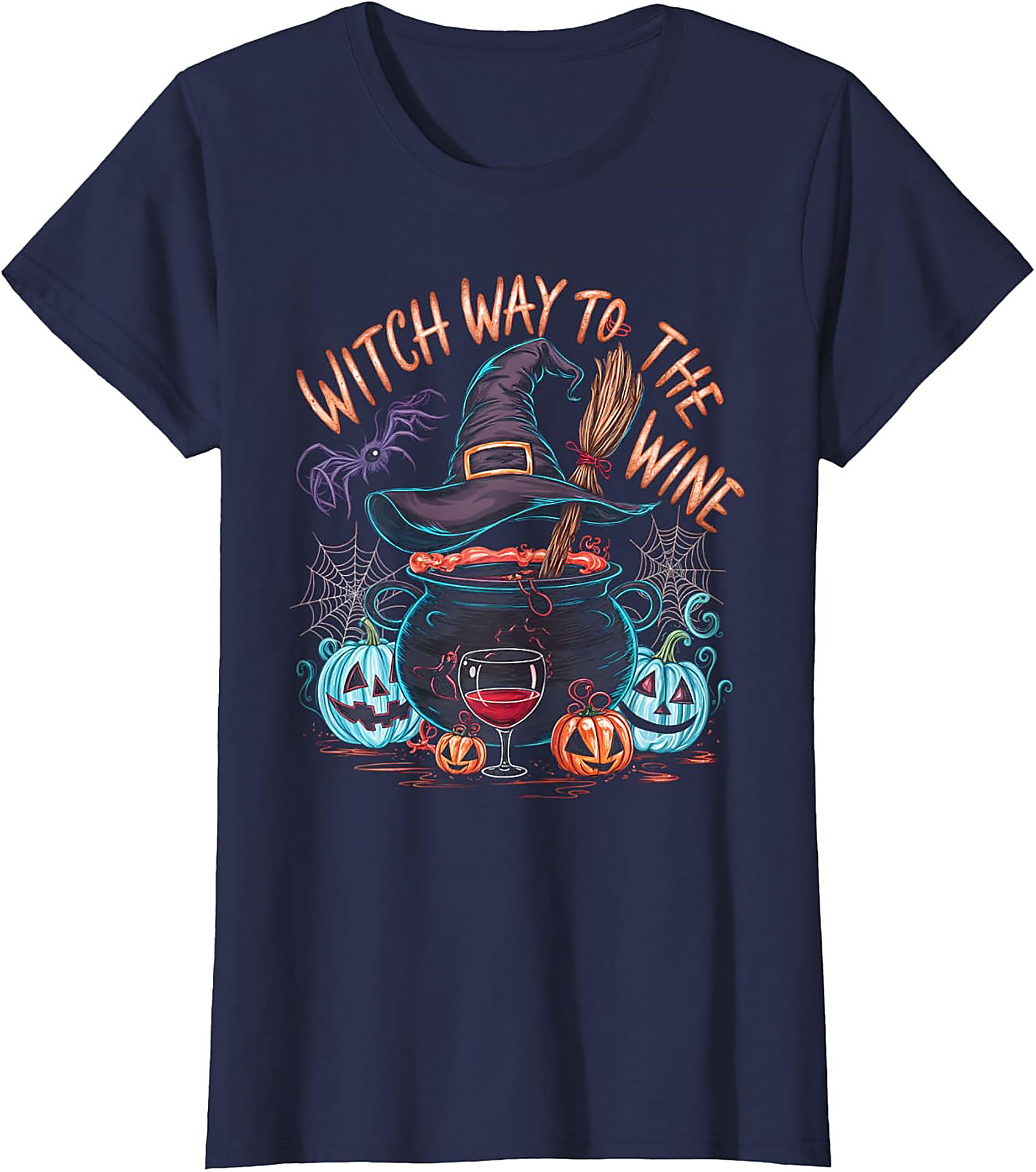 Witch Way To The Wine Funny Halloween Graphic Tee