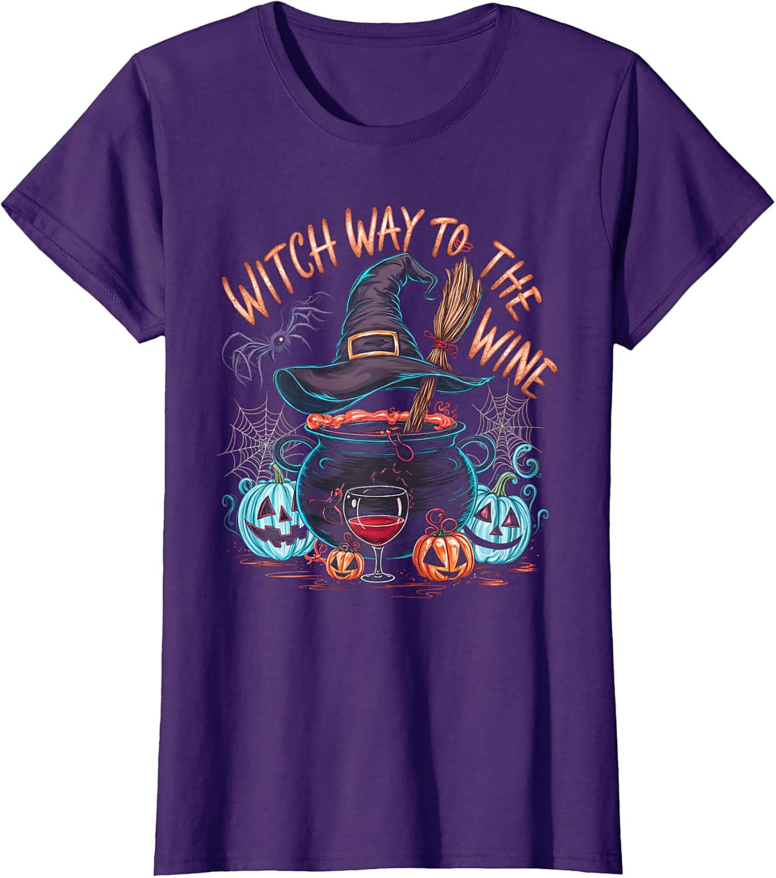Witch Way To The Wine Funny Halloween Graphic Tee