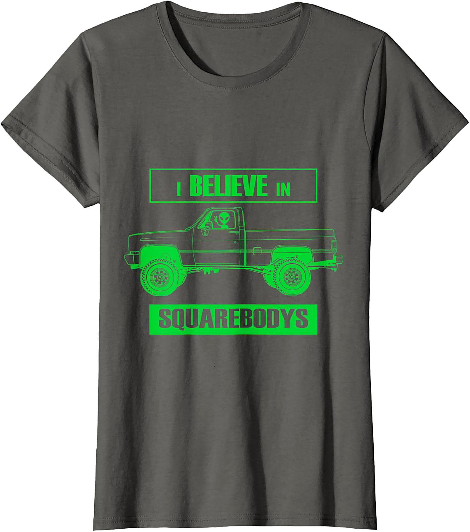 I Believe In Squarebodys Truck Graphic Tee | Funny Alien Classic Truck Shirt