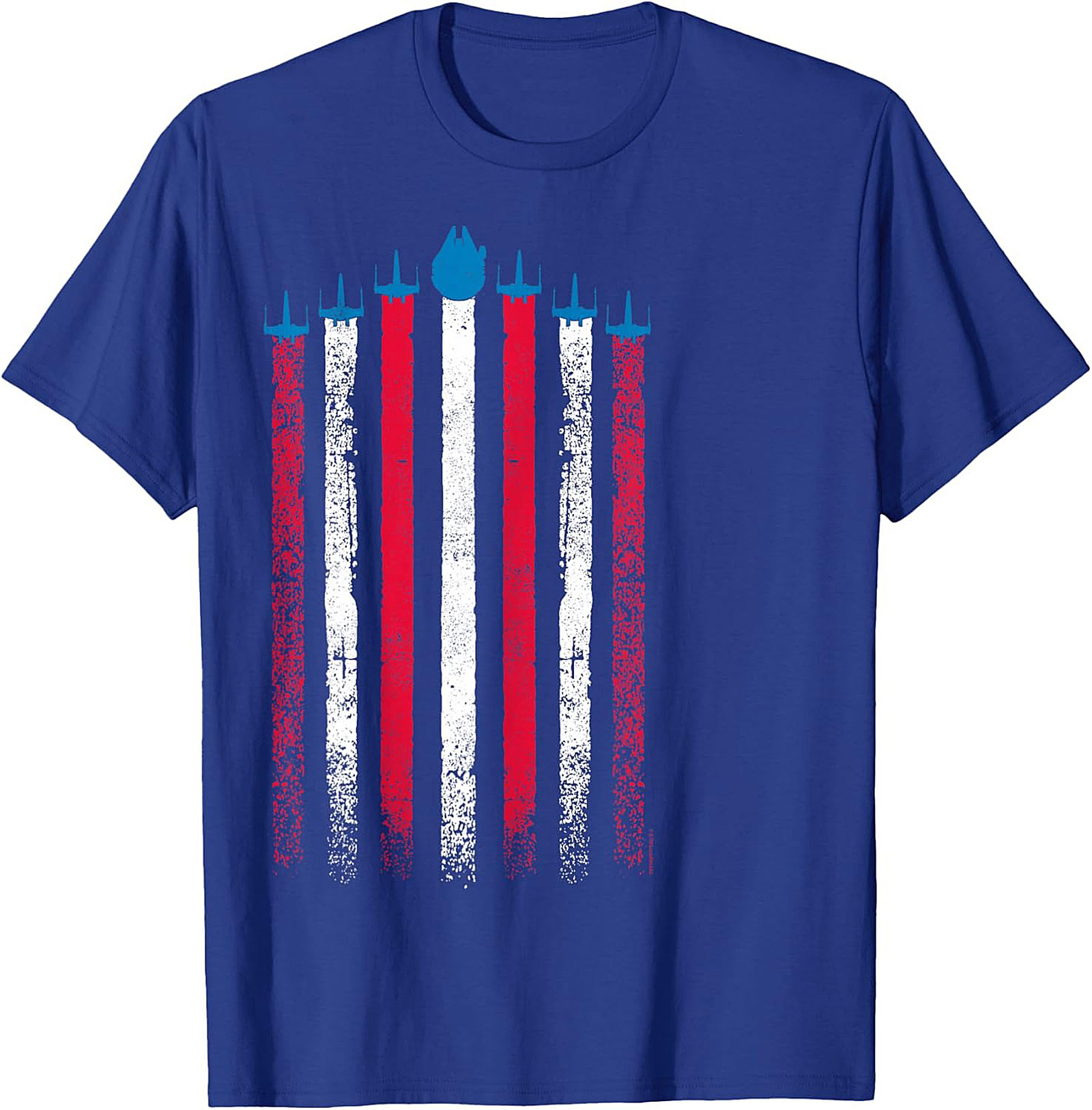 Millennium Falcon Flag Graphic Tee | Patriotic Sci-Fi Shirt