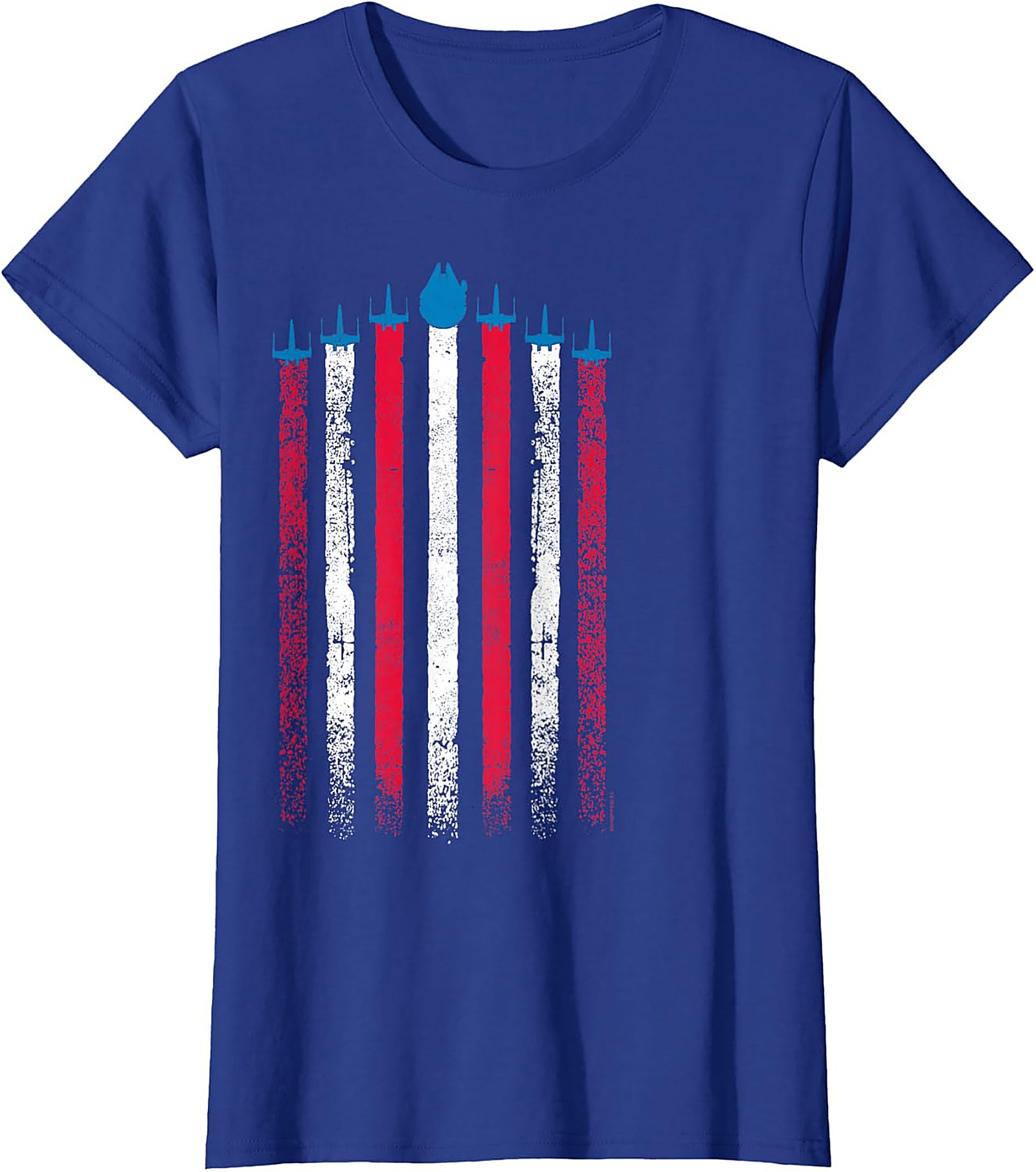 Millennium Falcon Flag Graphic Tee | Patriotic Sci-Fi Shirt