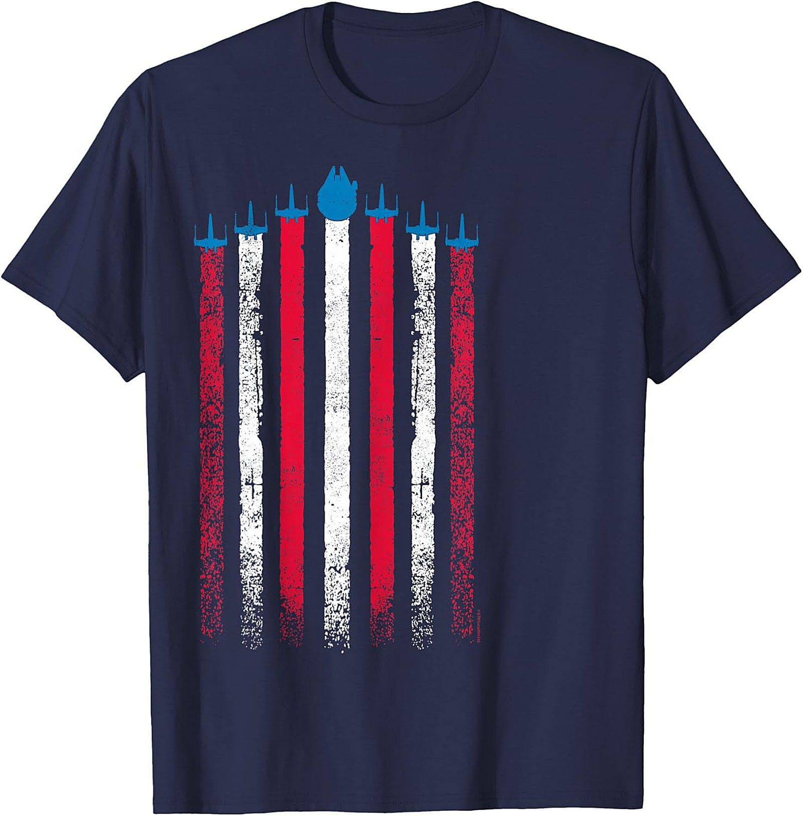 Millennium Falcon Flag Graphic Tee | Patriotic Sci-Fi Shirt