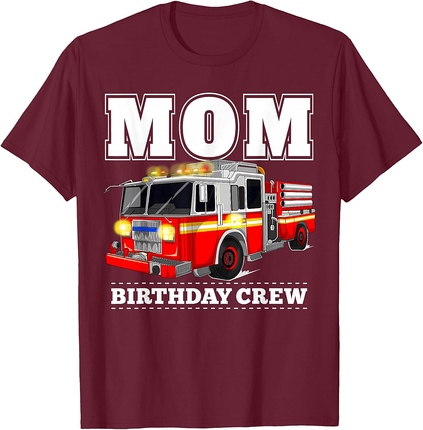 Fire Truck Birthday Mom T-Shirt - Firefighter Party Crew Graphic Tee