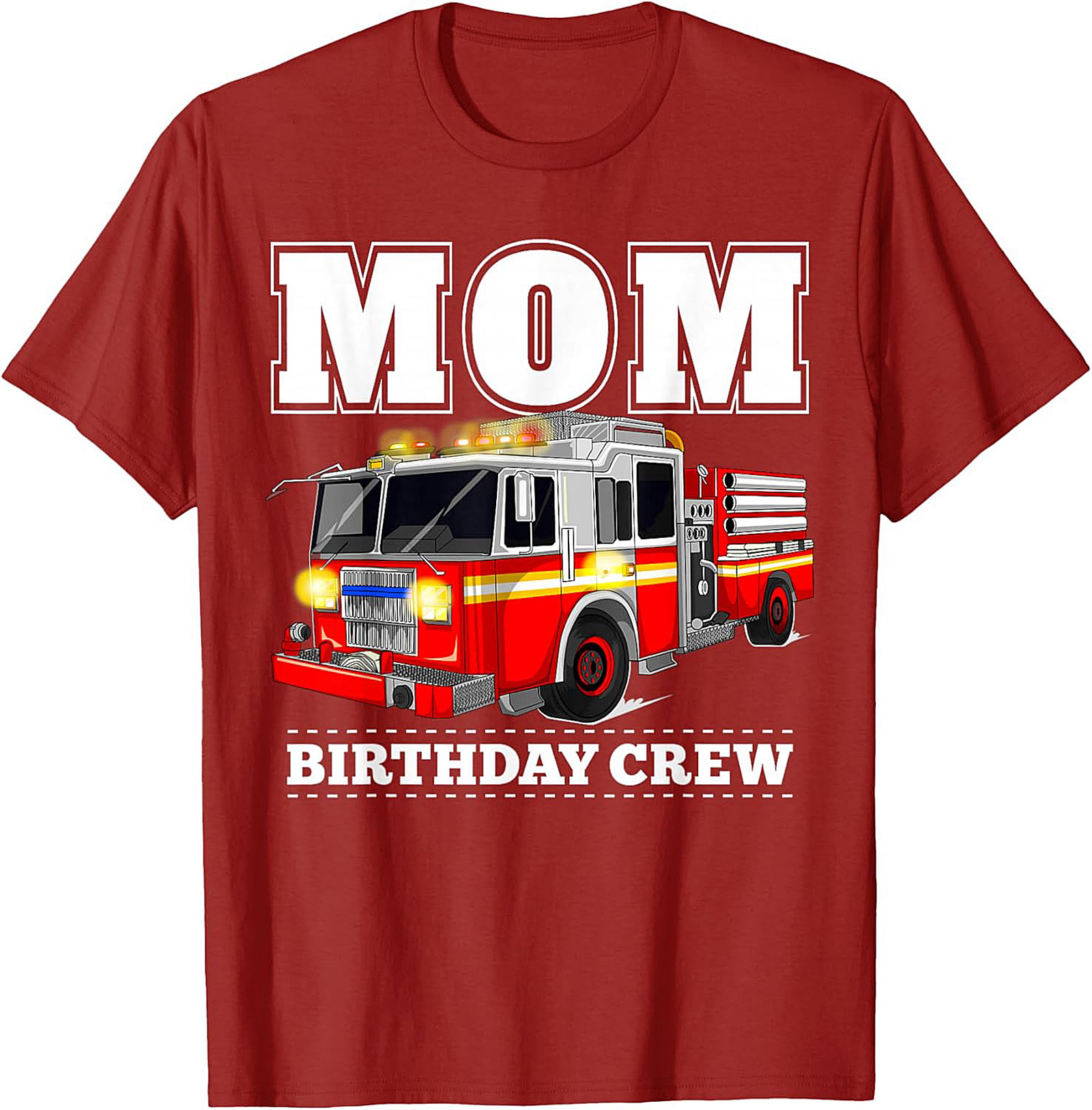 Fire Truck Birthday Mom T-Shirt - Firefighter Party Crew Graphic Tee
