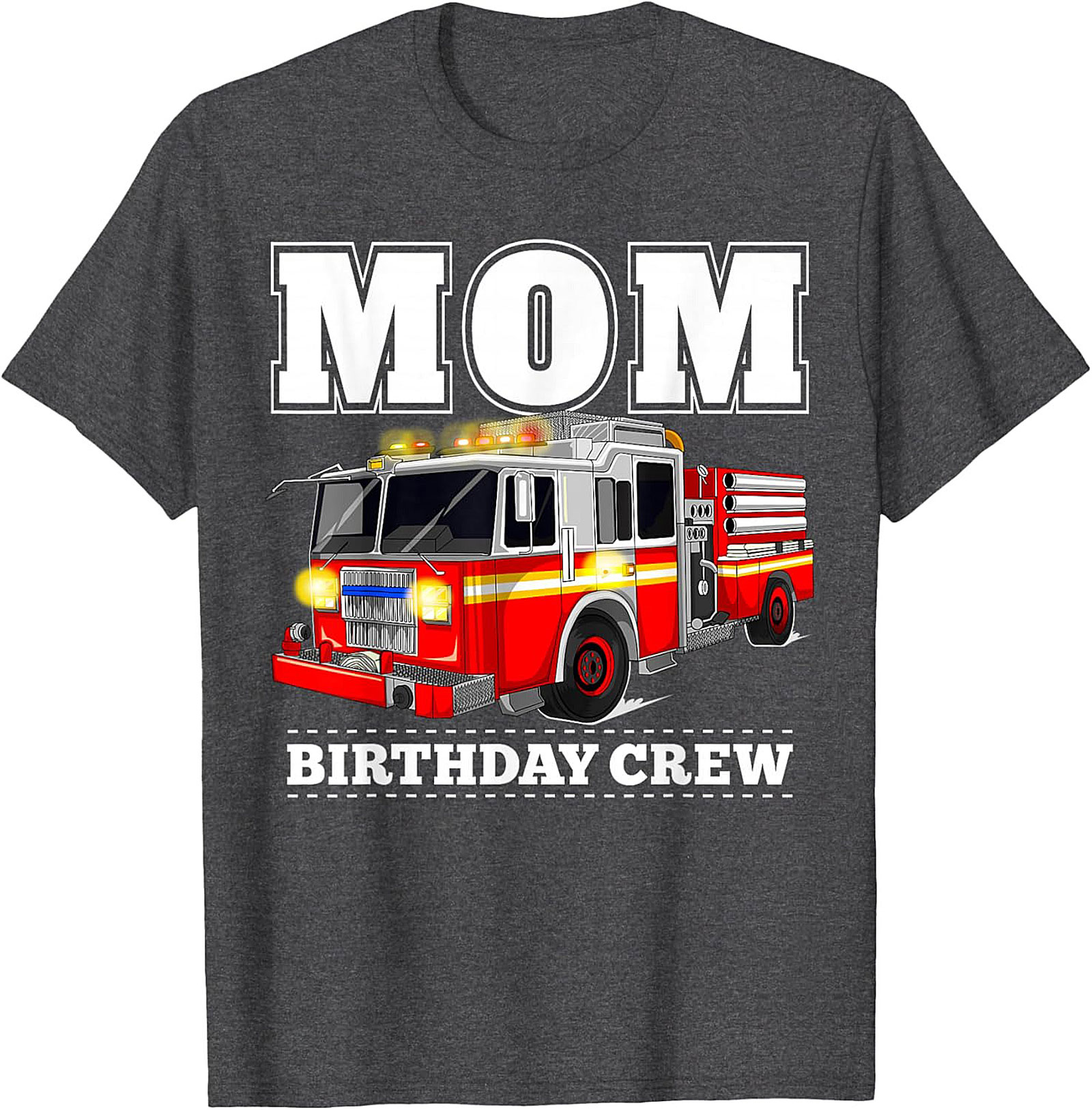 Fire Truck Birthday Mom T-Shirt - Firefighter Party Crew Graphic Tee