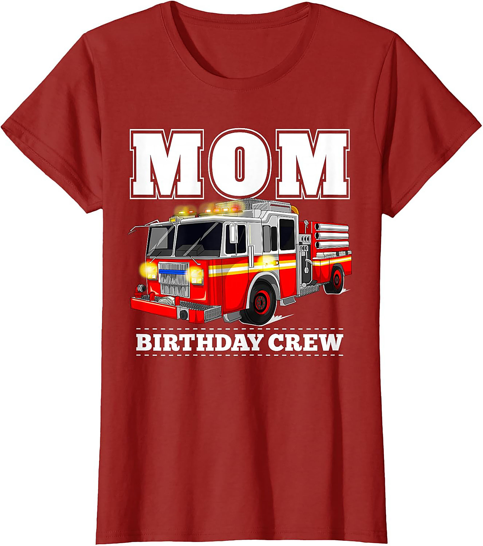 Fire Truck Birthday Mom T-Shirt - Firefighter Party Crew Graphic Tee